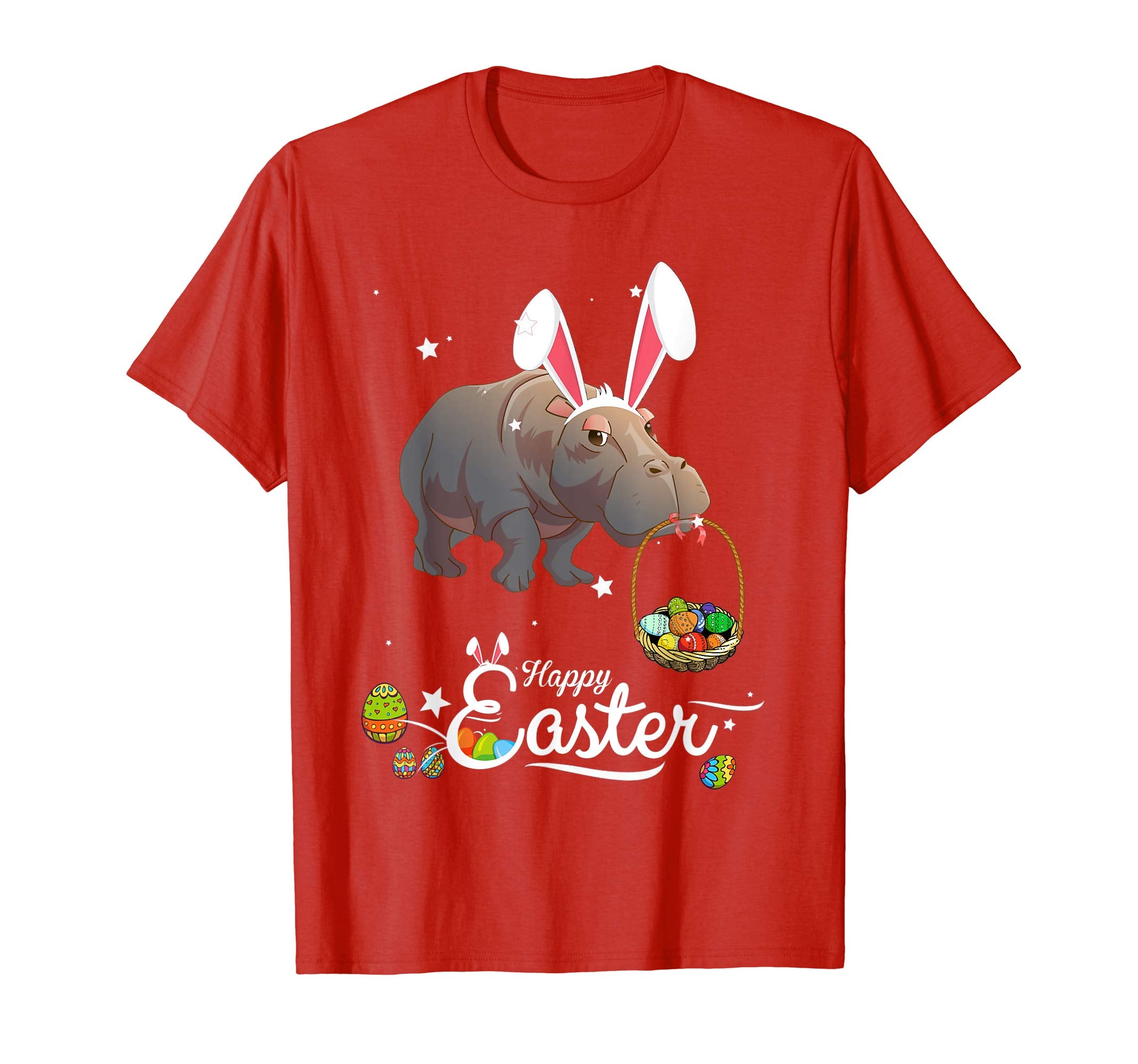 Cute Easter Hippo with Bunny Ears and Eggs T Shirt