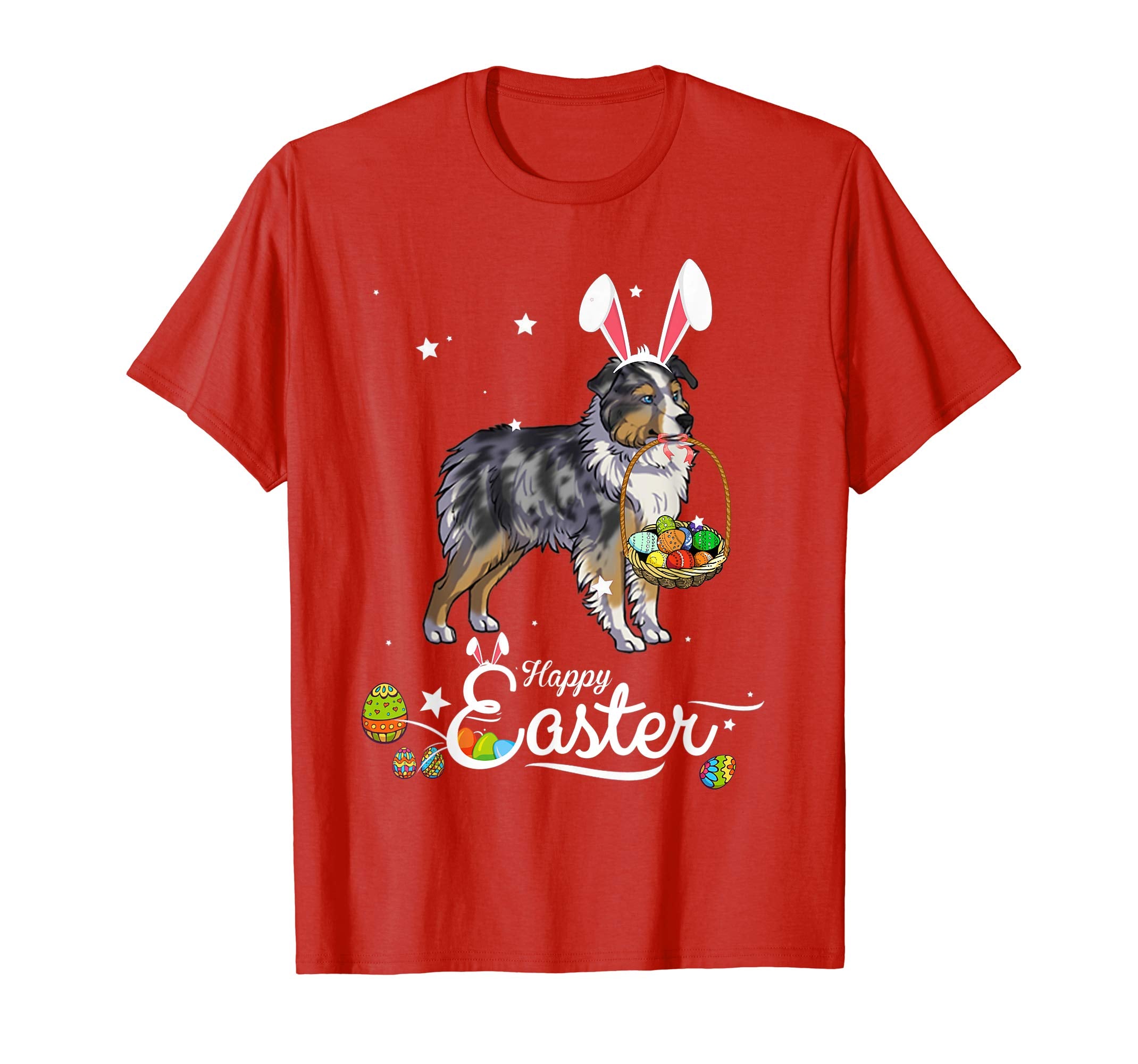 Miniature Shepherd Dog With Bunny Hat Easter Costume T Shirt