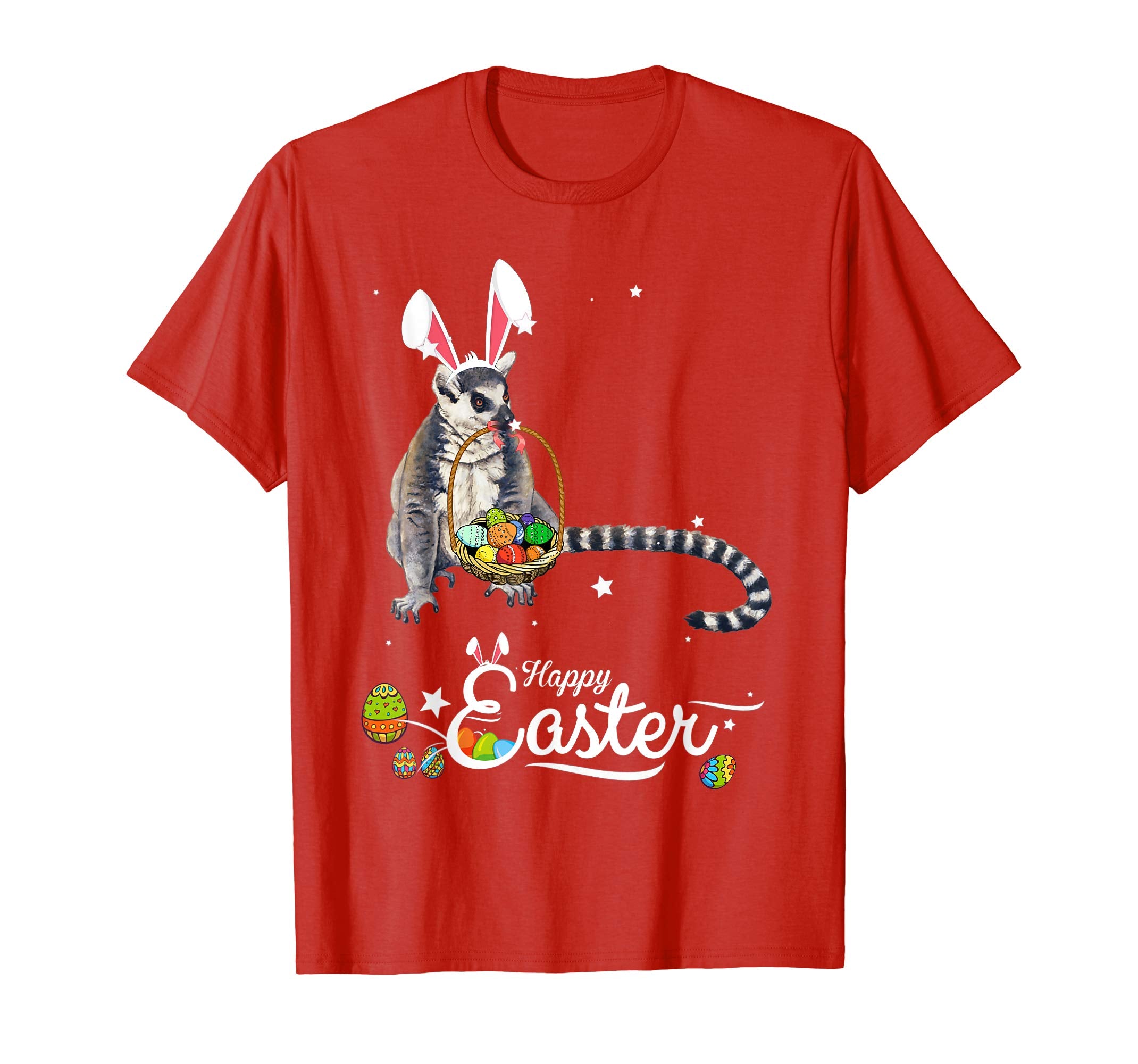 Cute Easter Lemur with Bunny Ears and Eggs T Shirt