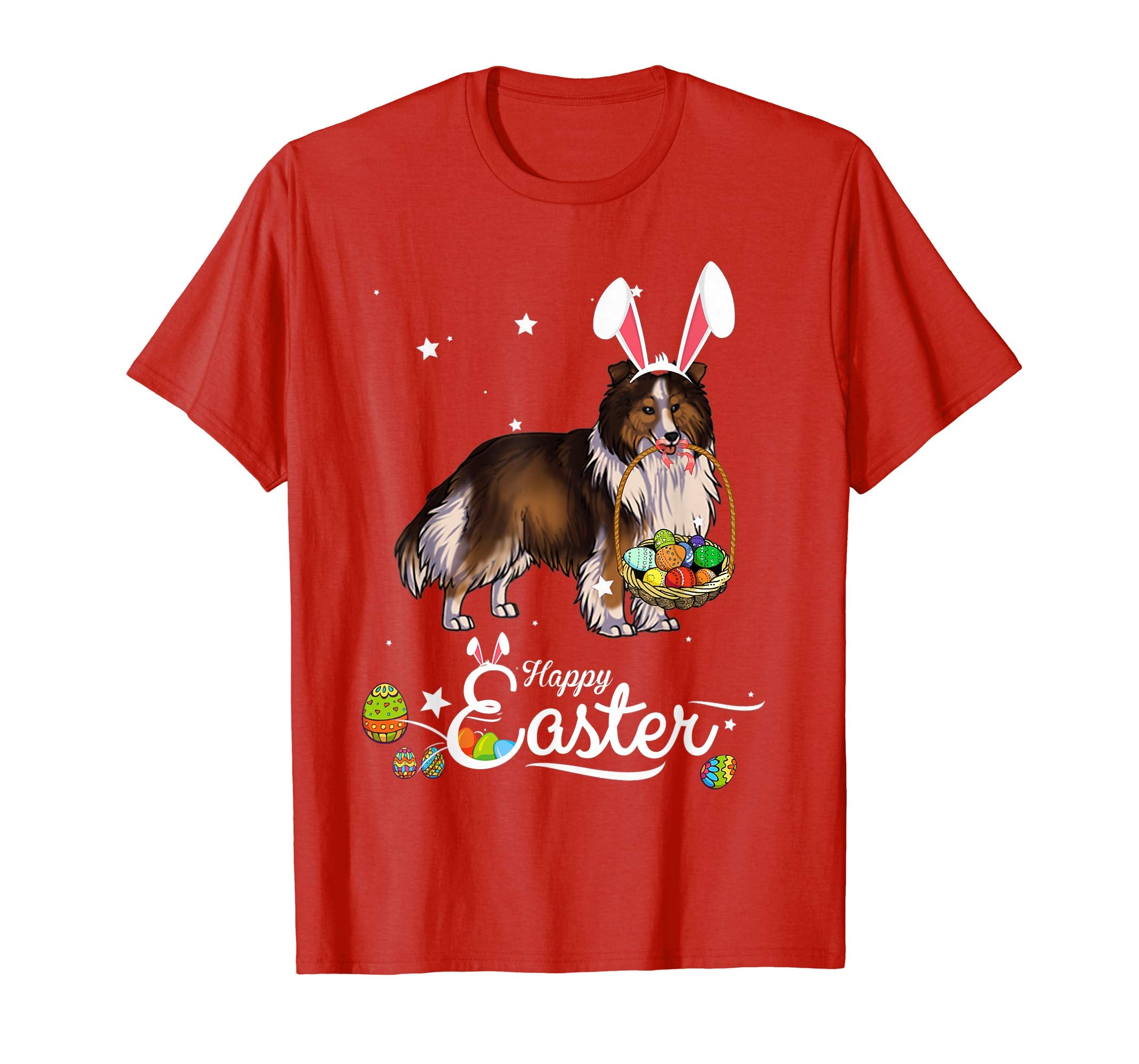 Shetland Sheepdog Dog With Bunny Hat Easter Costume T Shirt