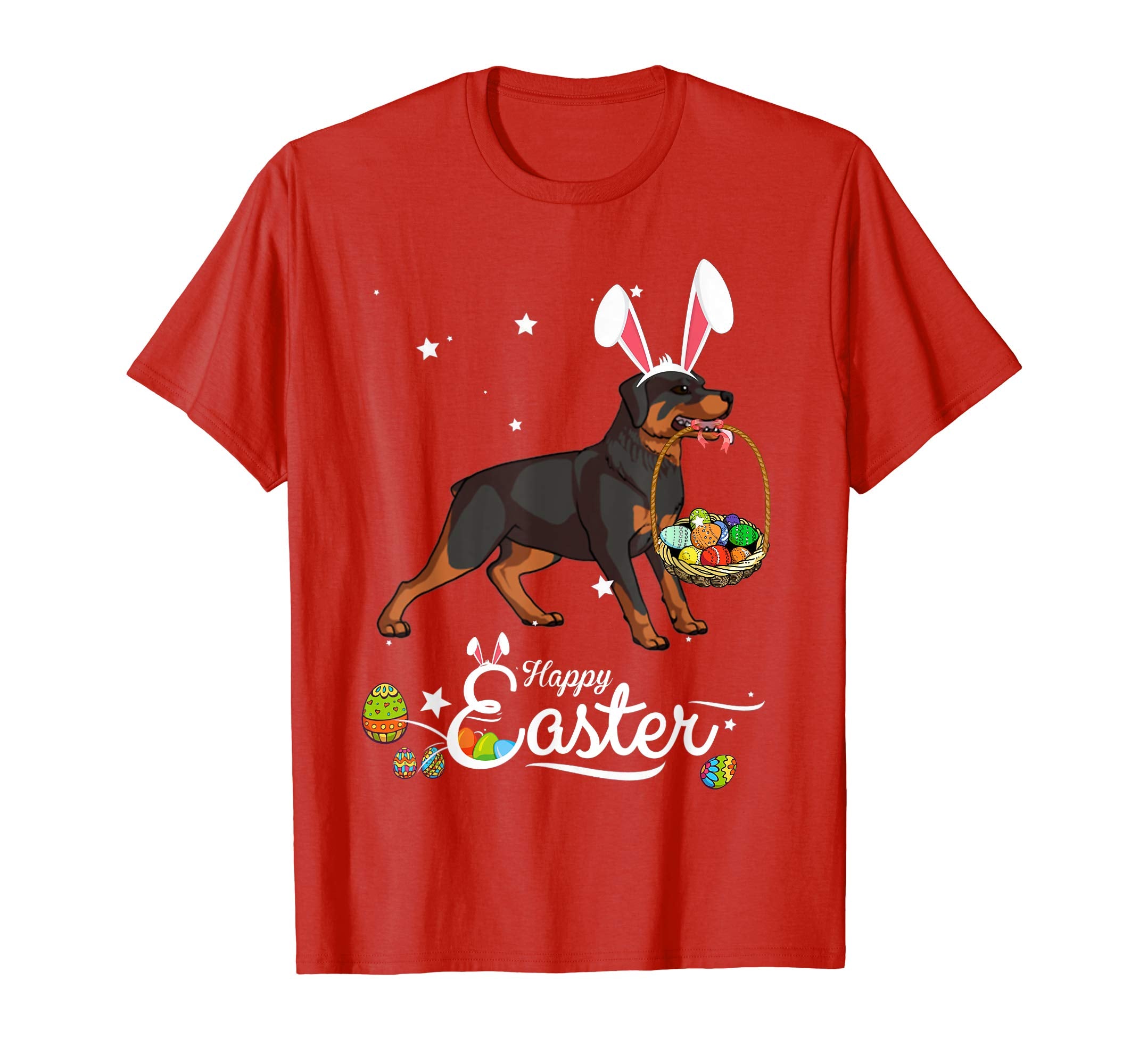 Rottweiler Dog With Bunny Hat Easter Costume T Shirt