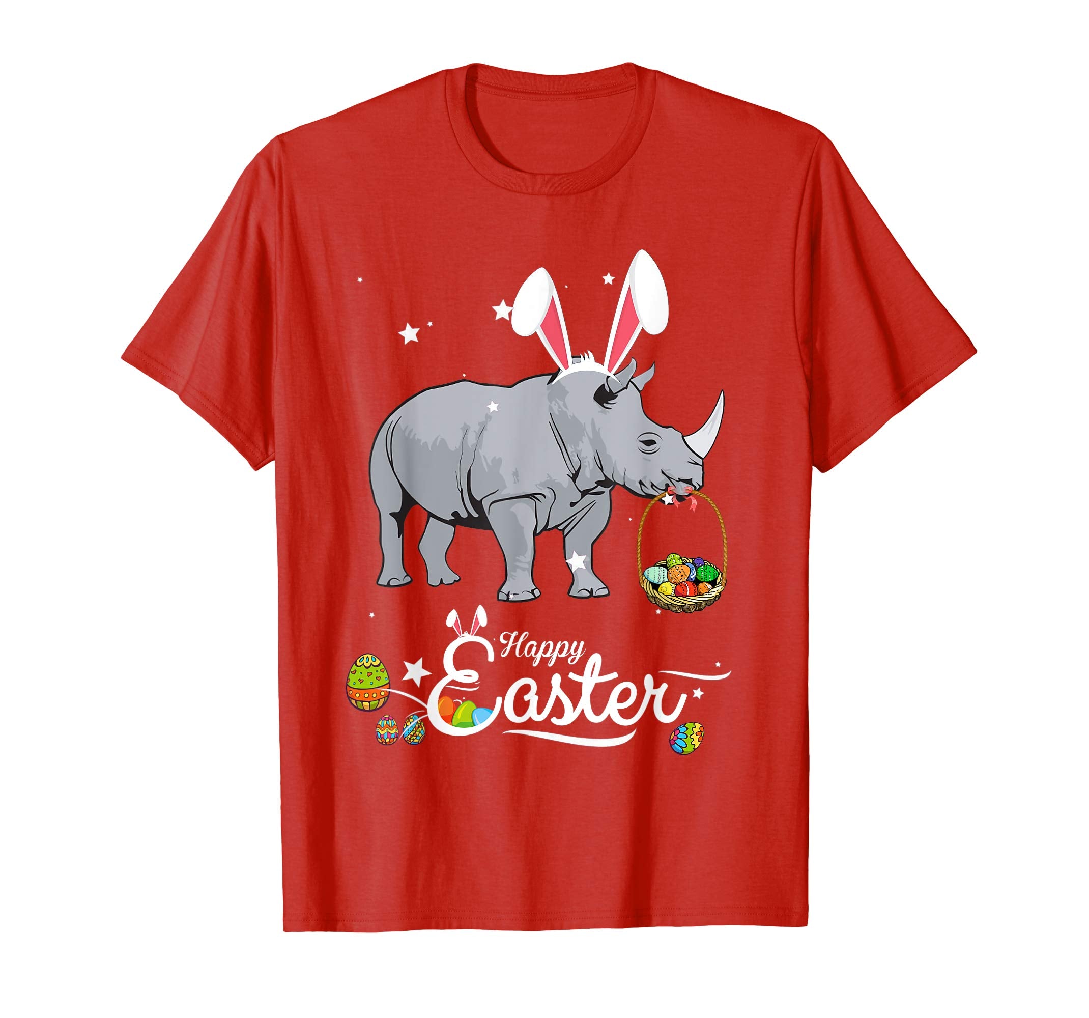 Cute Easter Rhino with Bunny Ears and Eggs T Shirt