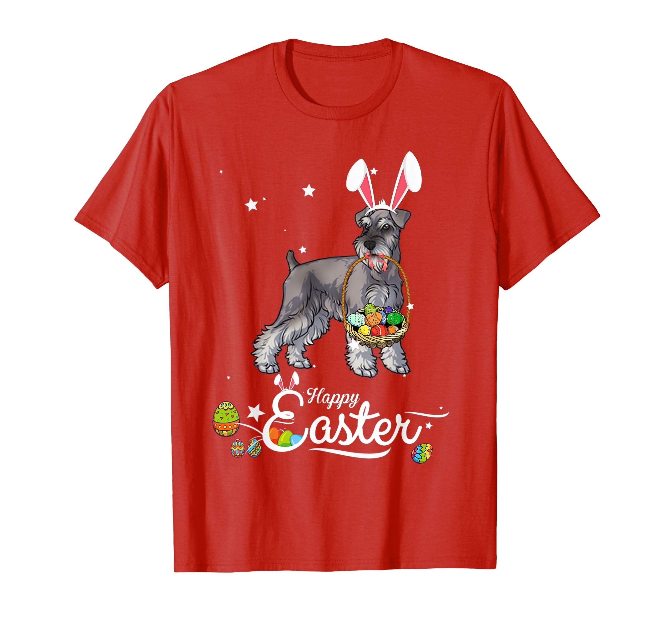 Miniature Schnauzer Dog With Bunny Hat Easter Costume Shirt
