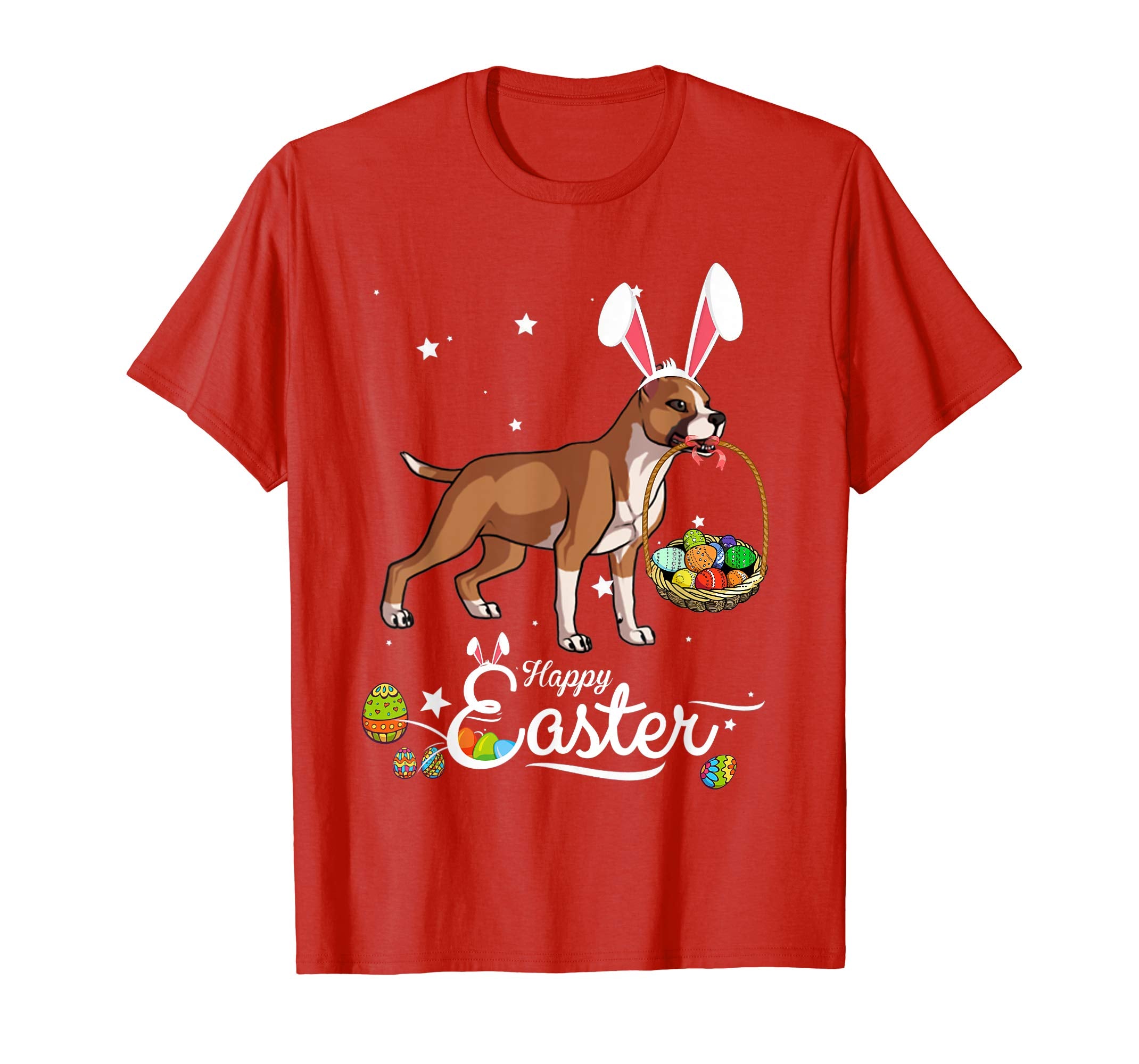 Staffordshire Dog With Bunny Hat Easter Costume T Shirt