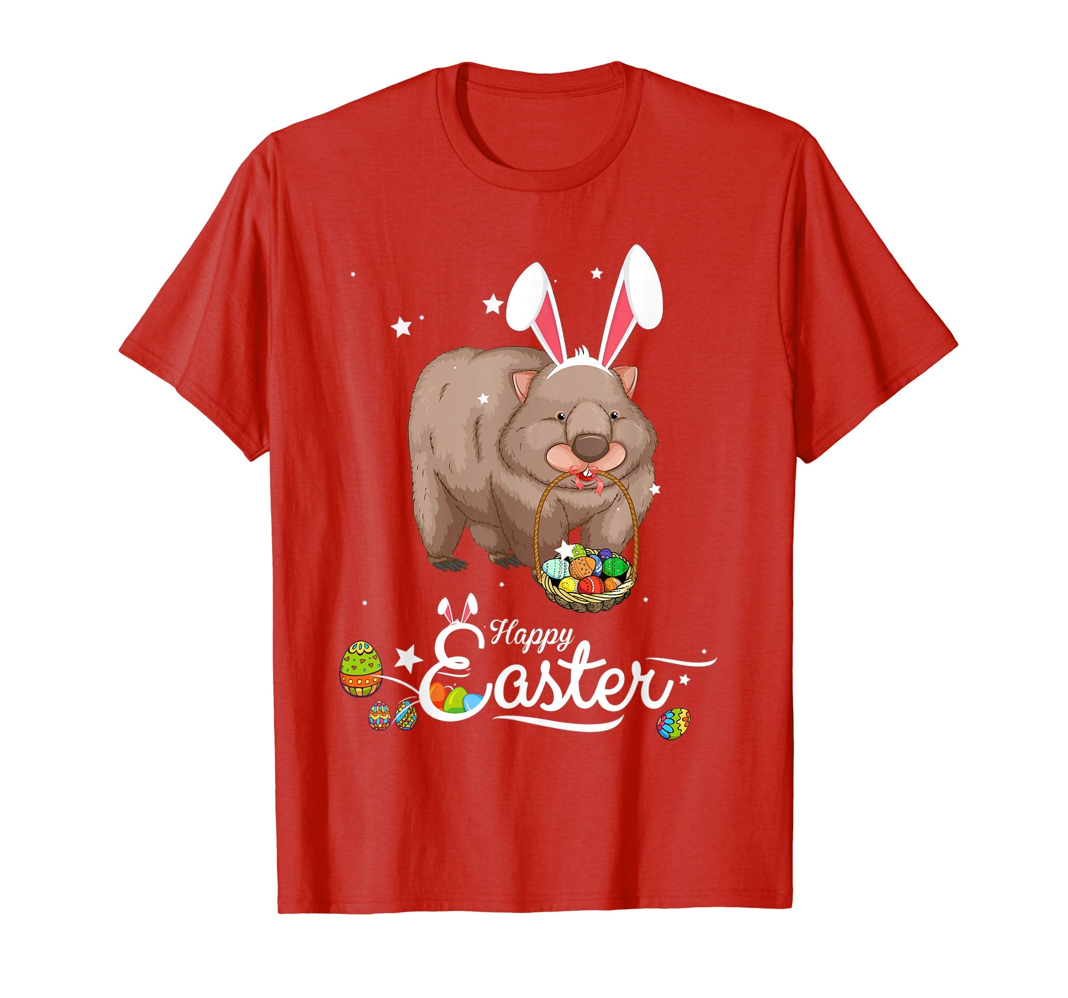 Cute Easter Wombat with Bunny Ears and Eggs T Shirt