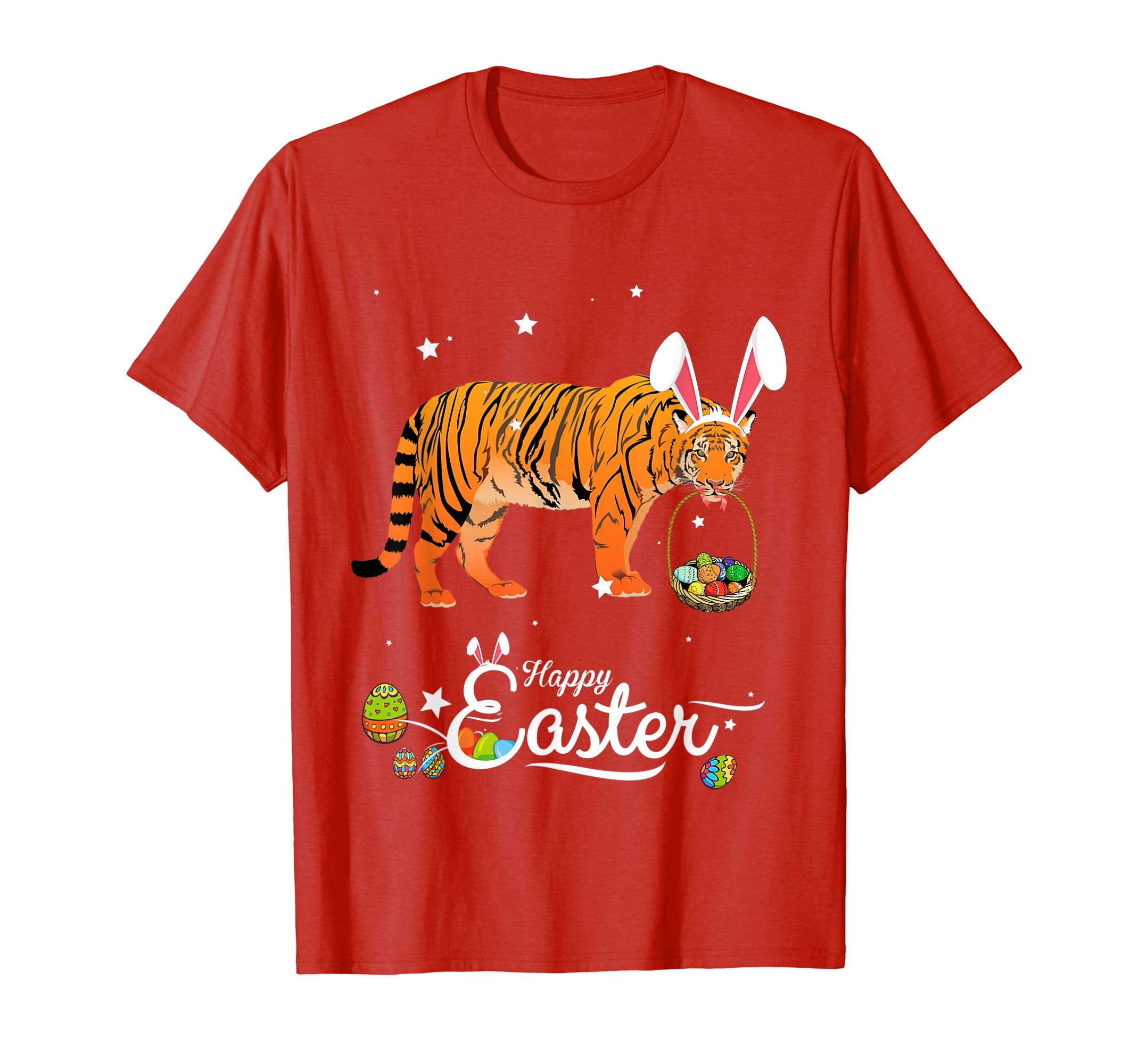 Cute Easter Tiger with Bunny Ears and Eggs T Shirt