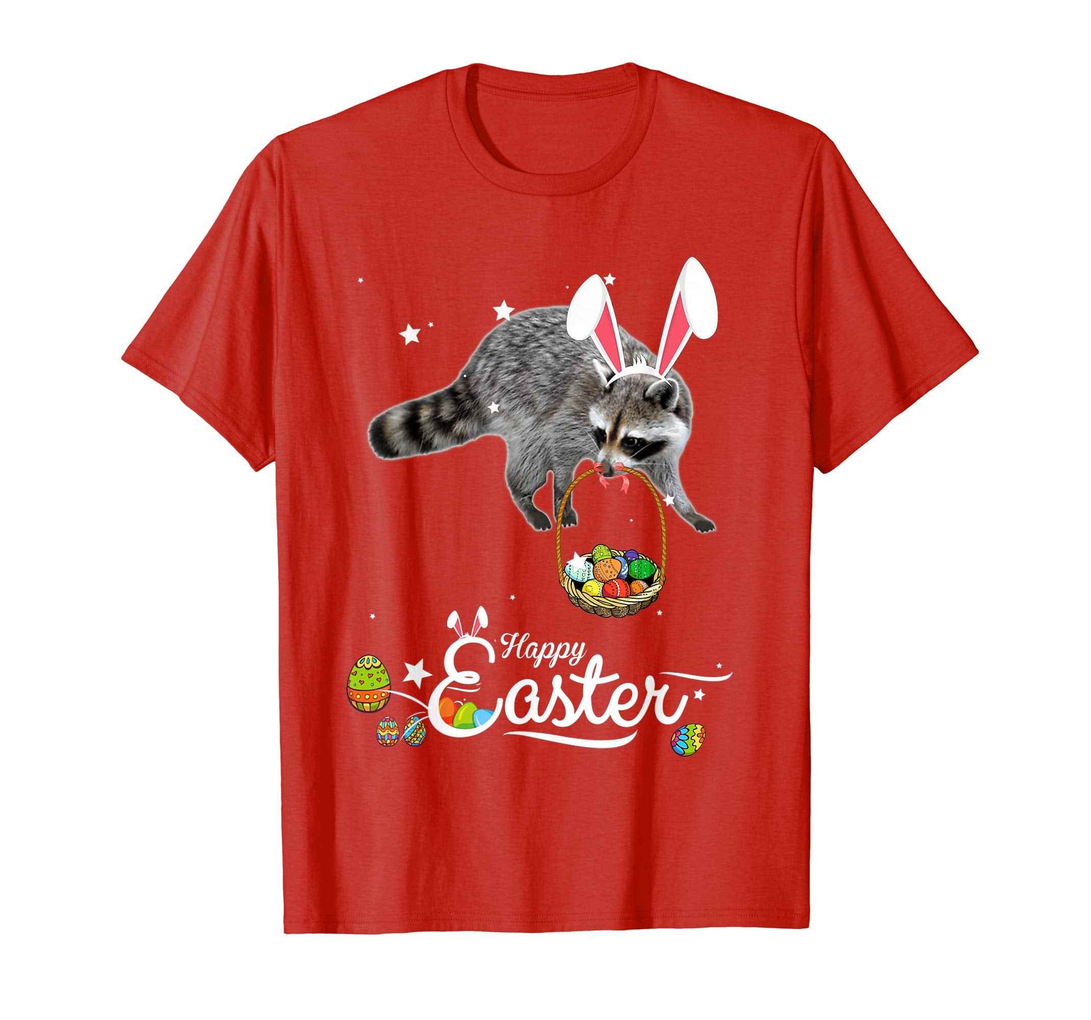 Cute Easter Racoon with Bunny Ears and Eggs T Shirt