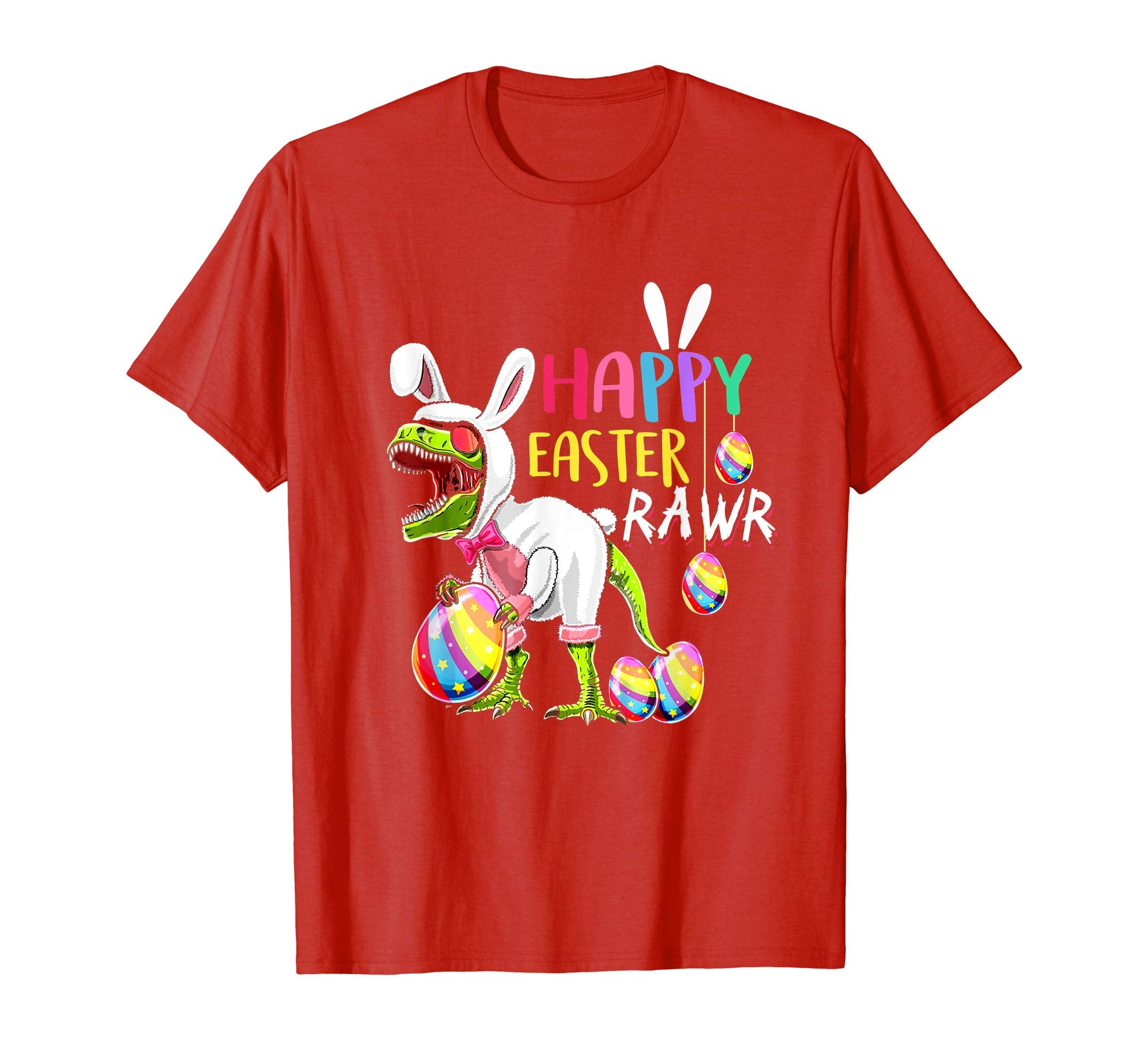 Happy Easter T Rex Dinosaur Easter Bunny Egg Shirt Kids