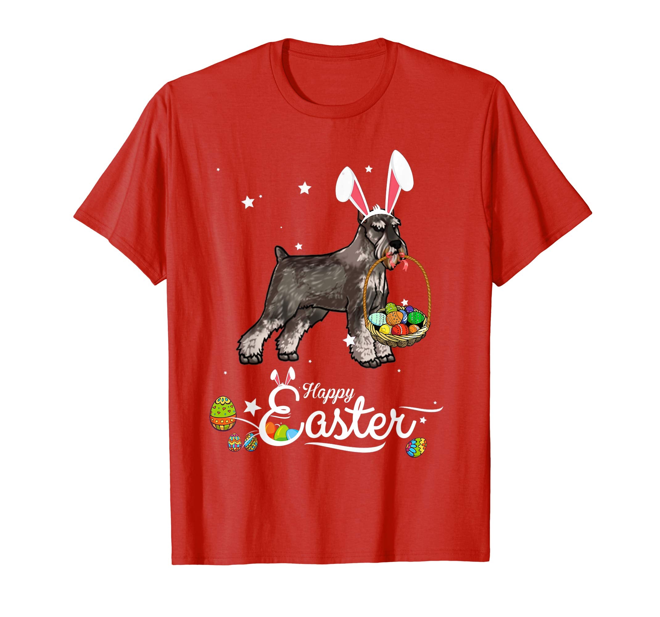 Standard Schnauzer Dog With Bunny Hat Easter Costume T Shirt