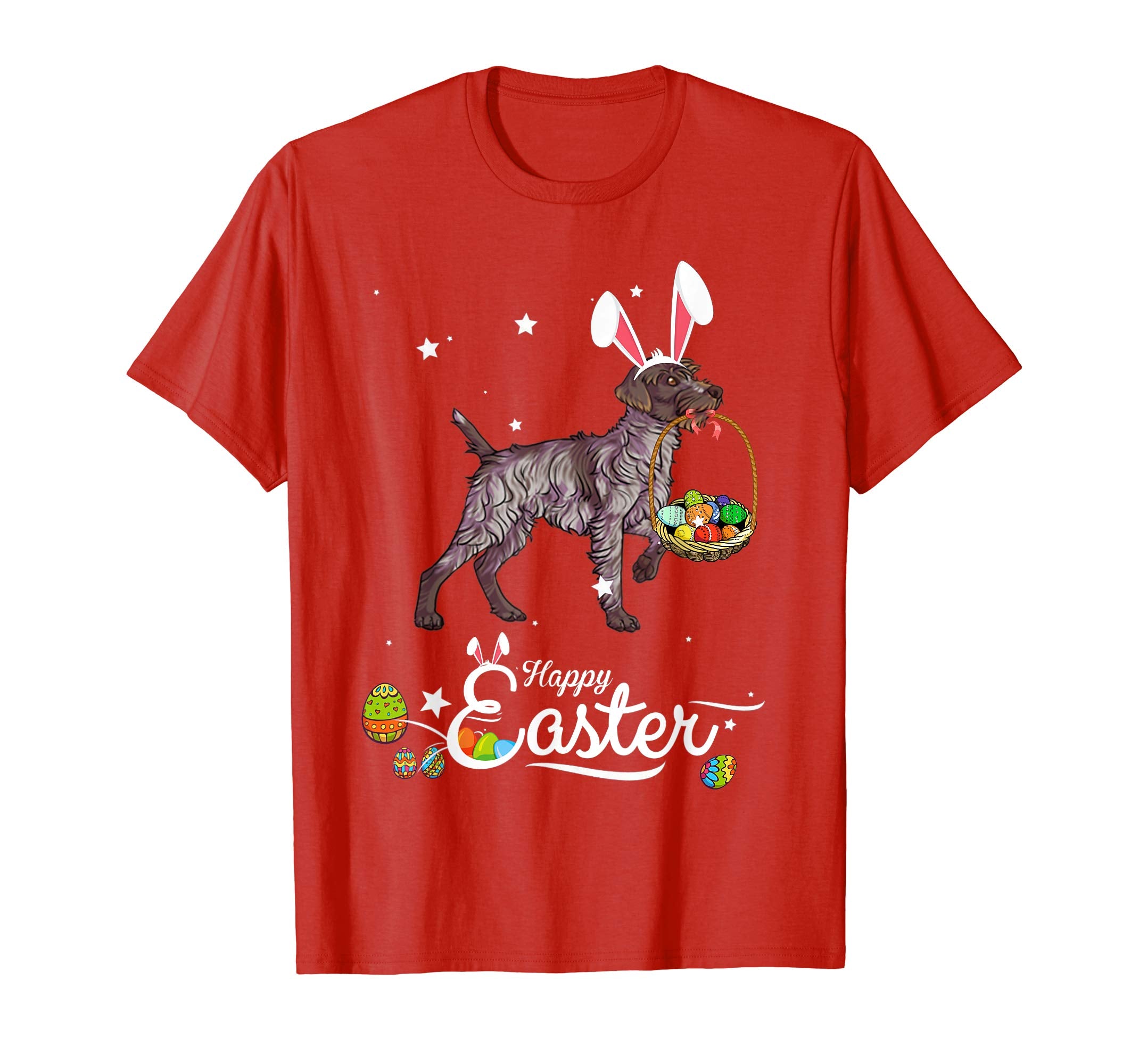 Wirehaired Pointing Griffon Dog With Bunny Hat Easter TShirt