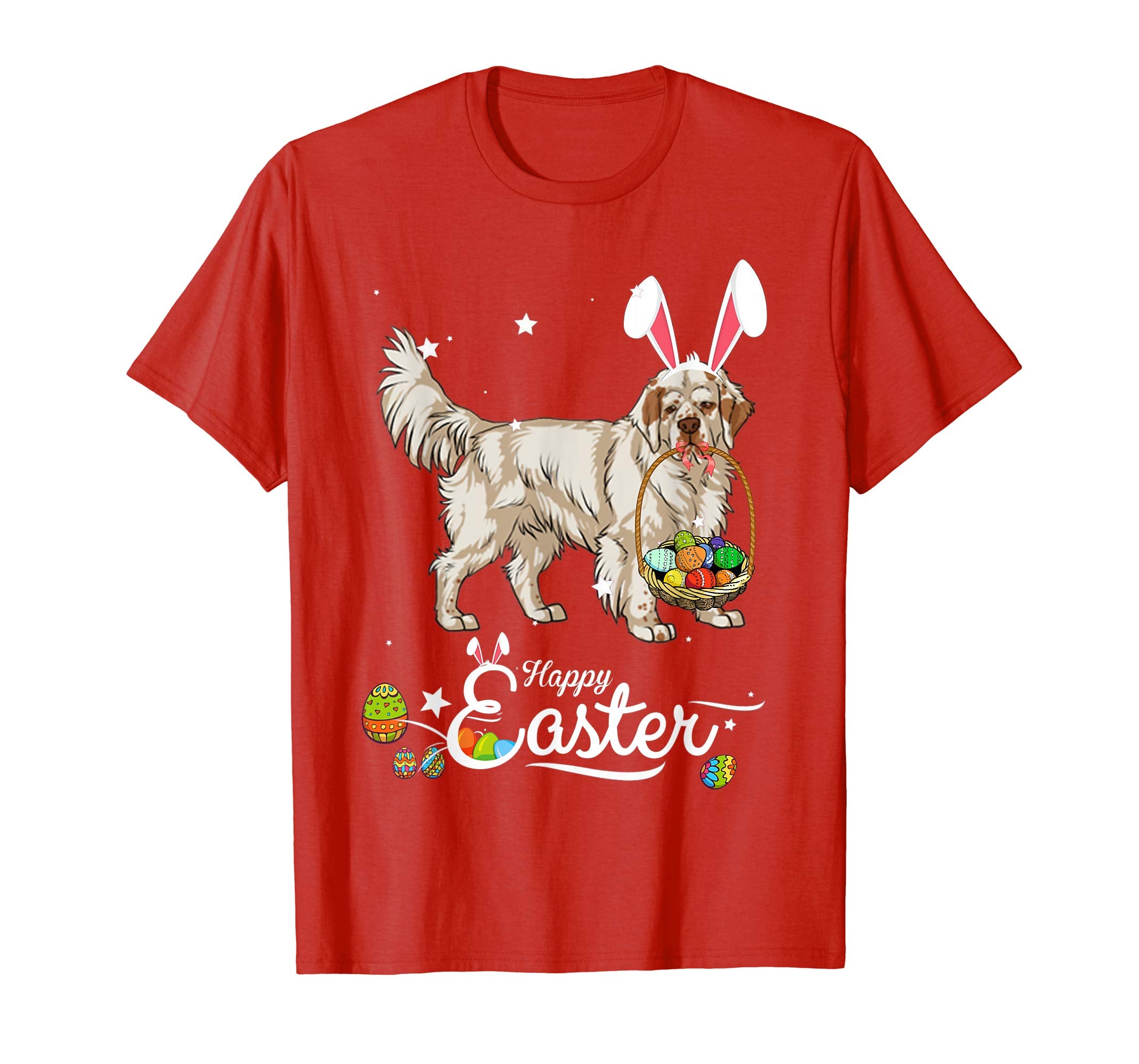 Clumber Spaniel Dog With Bunny Hat Easter Costume T Shirt