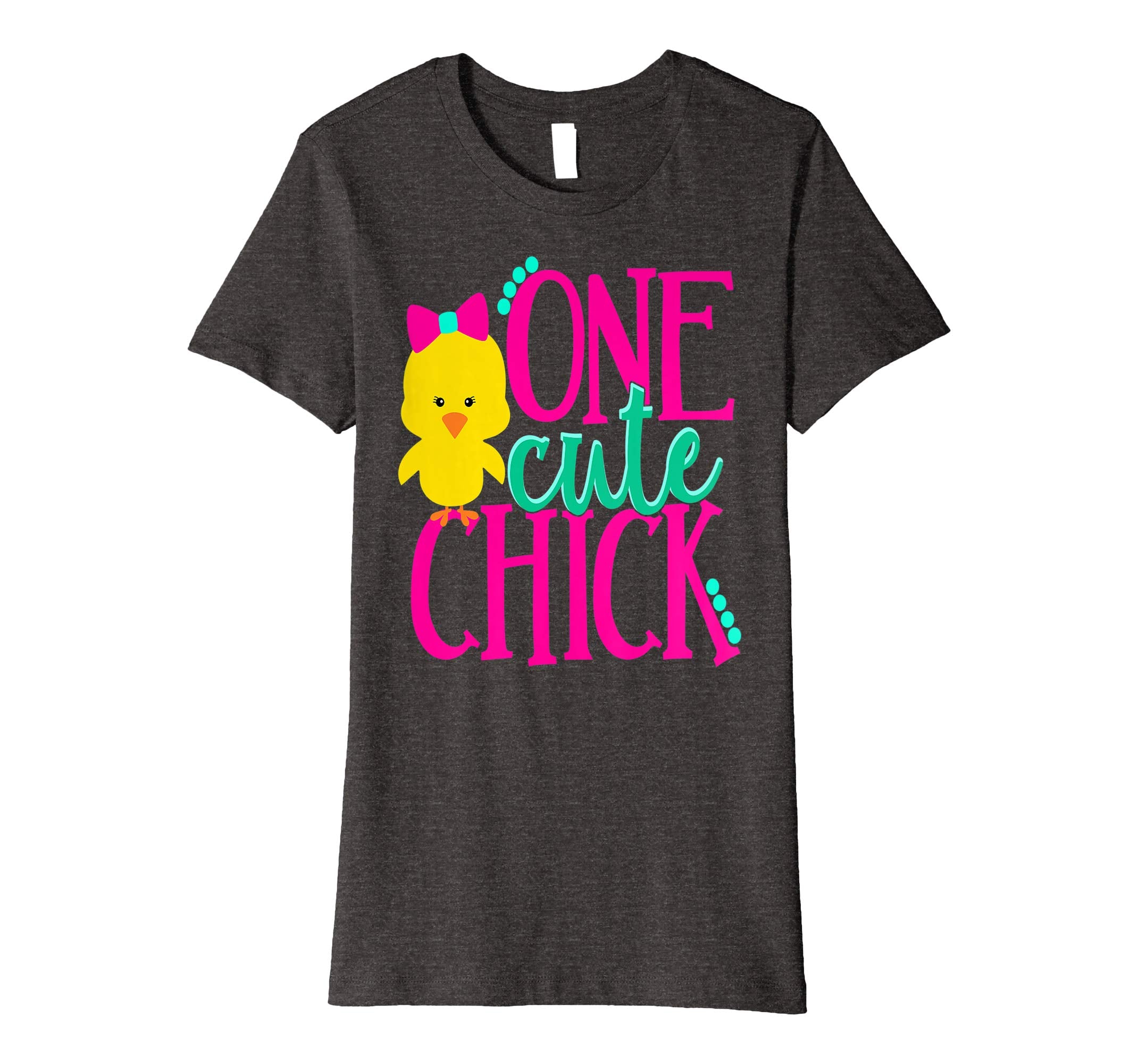 Girls Easter Shirt Kids One Cute Chick Spring Pink School