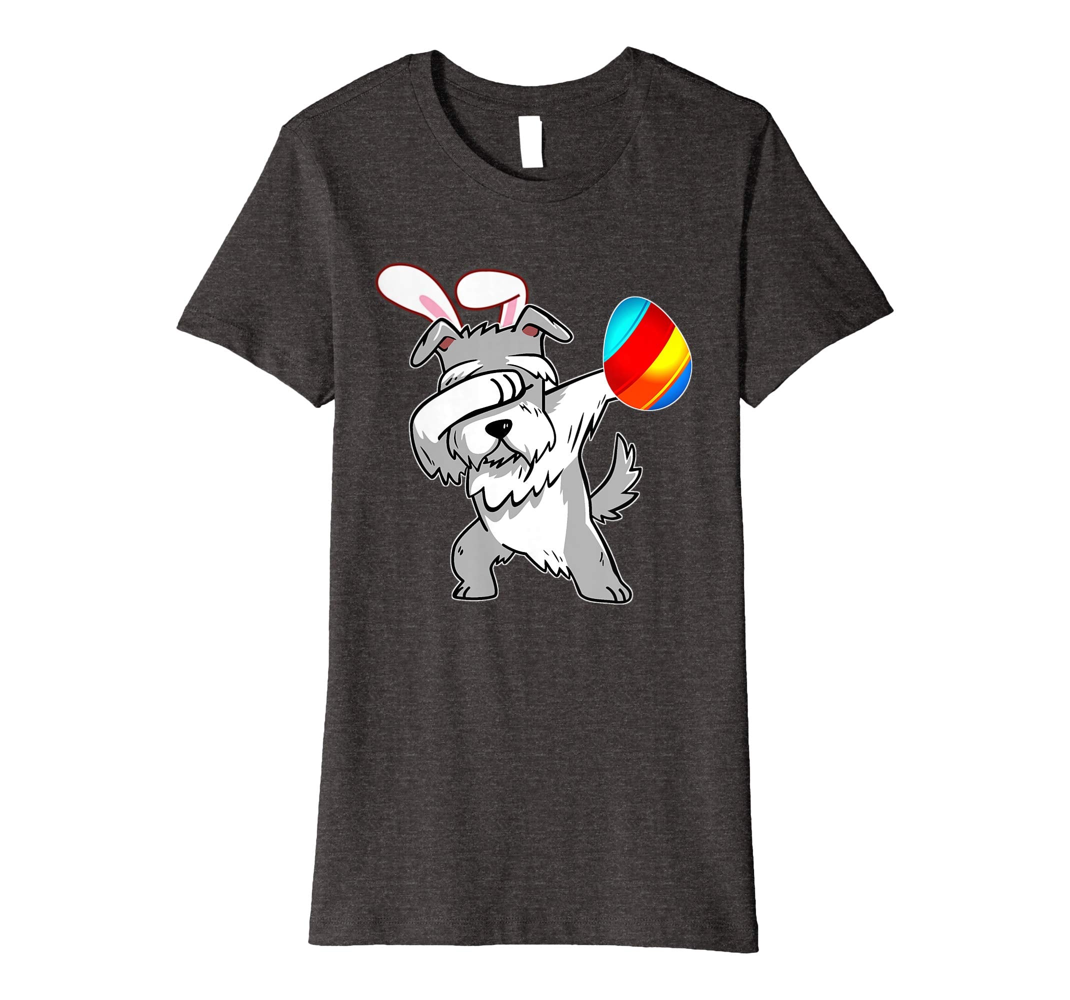 Easter Bunny Dabbing Schnauzer Dog Tshirt Egg Ears Gift