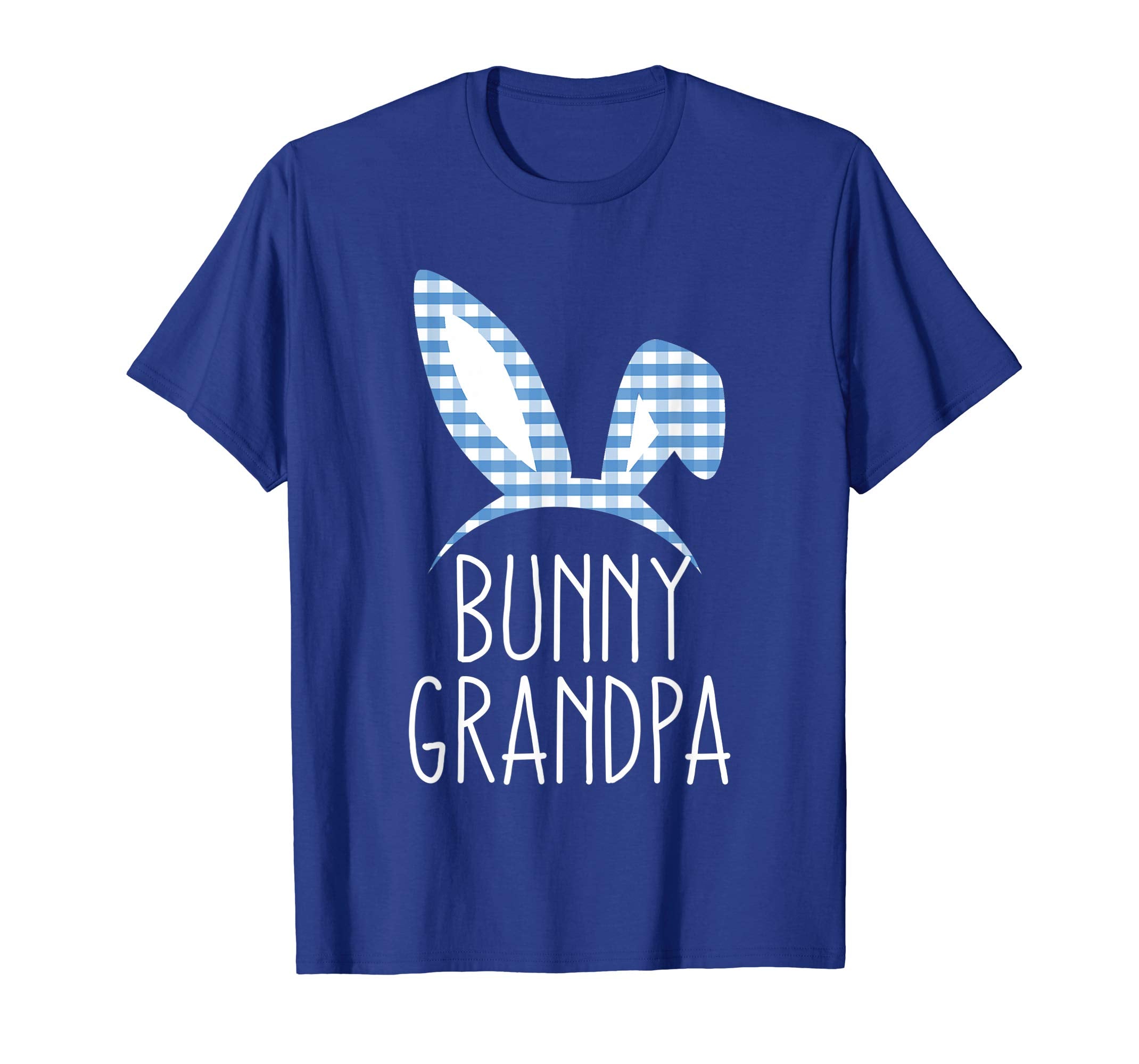 Mens Bunny Grandpa Gingham Check Bunny Ear Easter T Shirt Adult