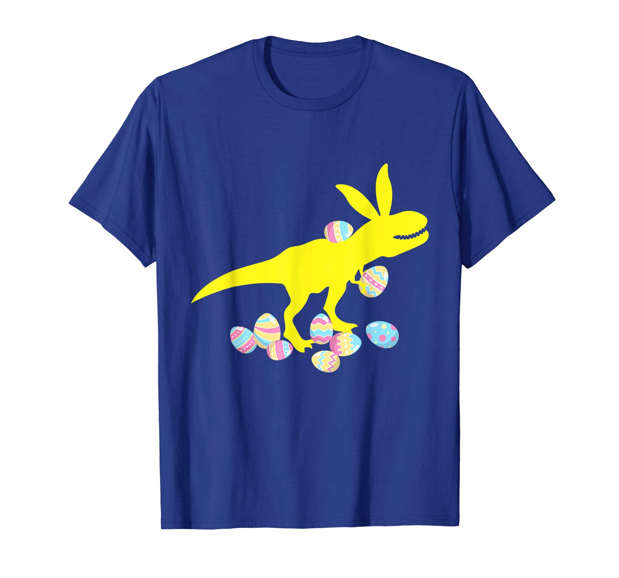 Yellow Dinosaur T-rex Bunny Playing Easter Eggs Happy Shirt