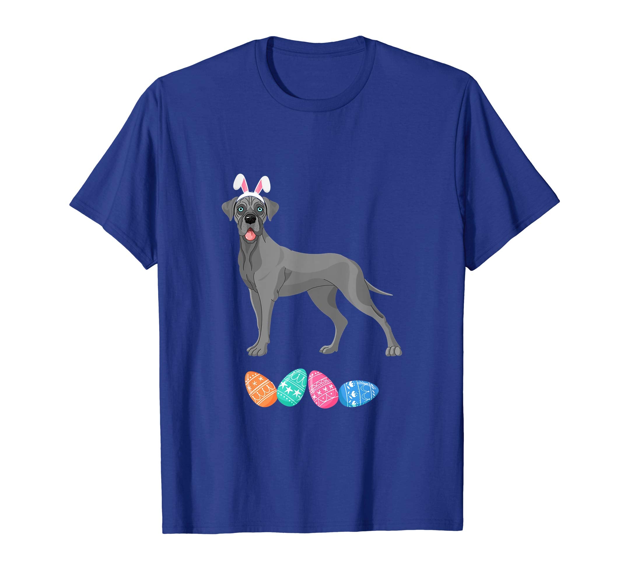 Funny Easter Great Dane With Bunny Ears And Eggs T Shirt