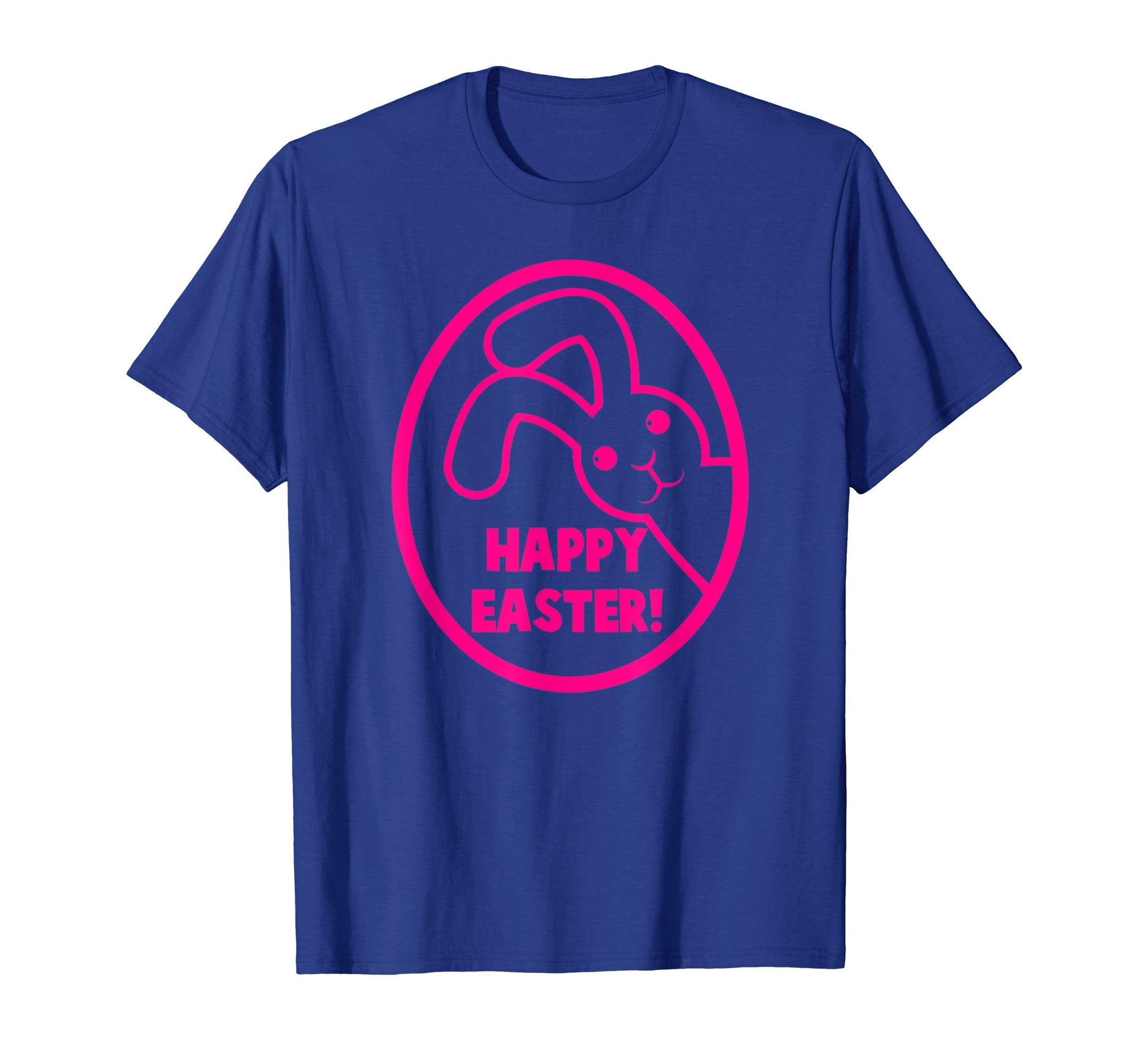 Tee HAPPY-EASTER in a circle with a bunny rabbit cute tshirt