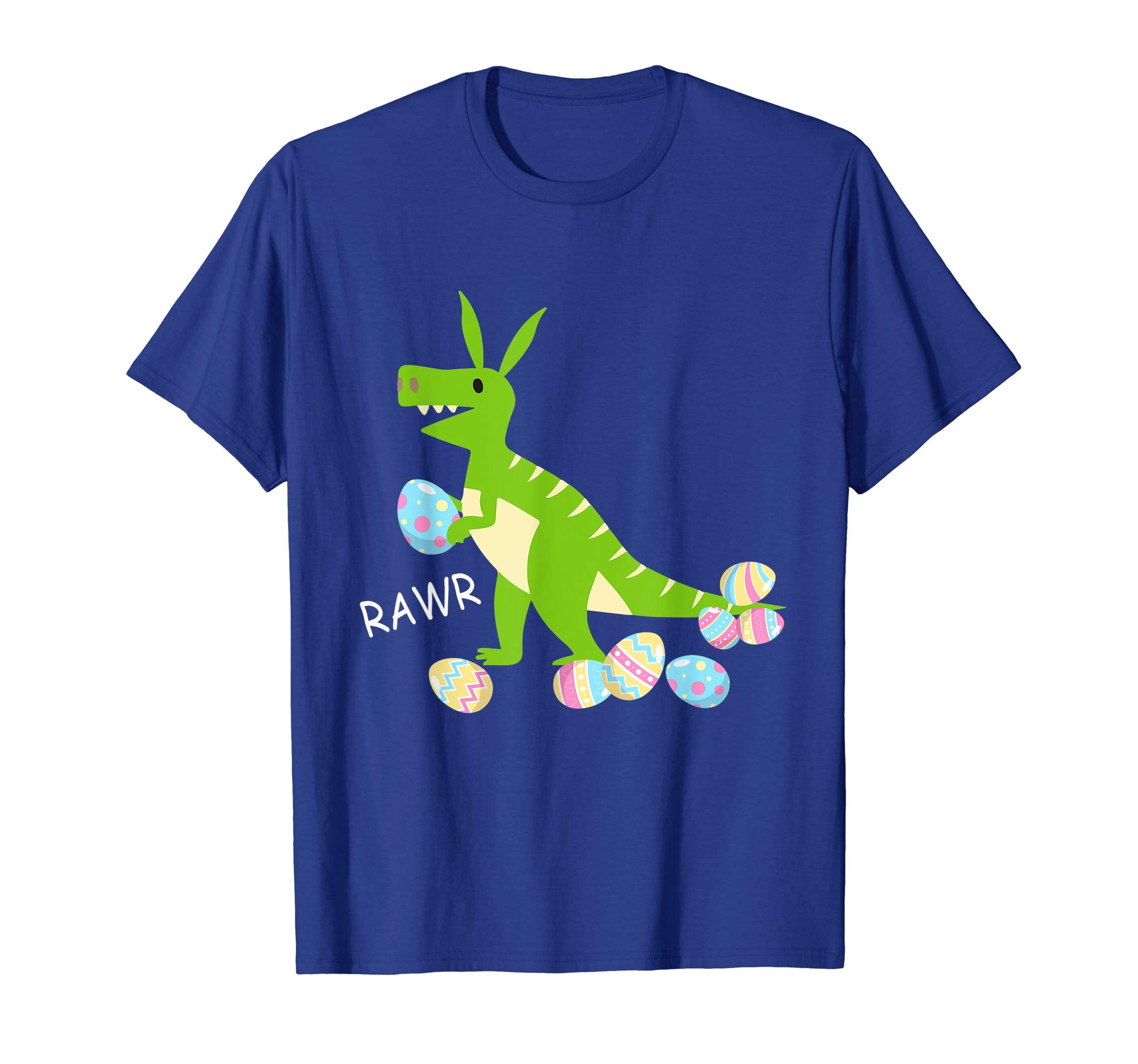 Green Dinosaur T-rex Bunny Playing Easter Eggs Happy Shirt