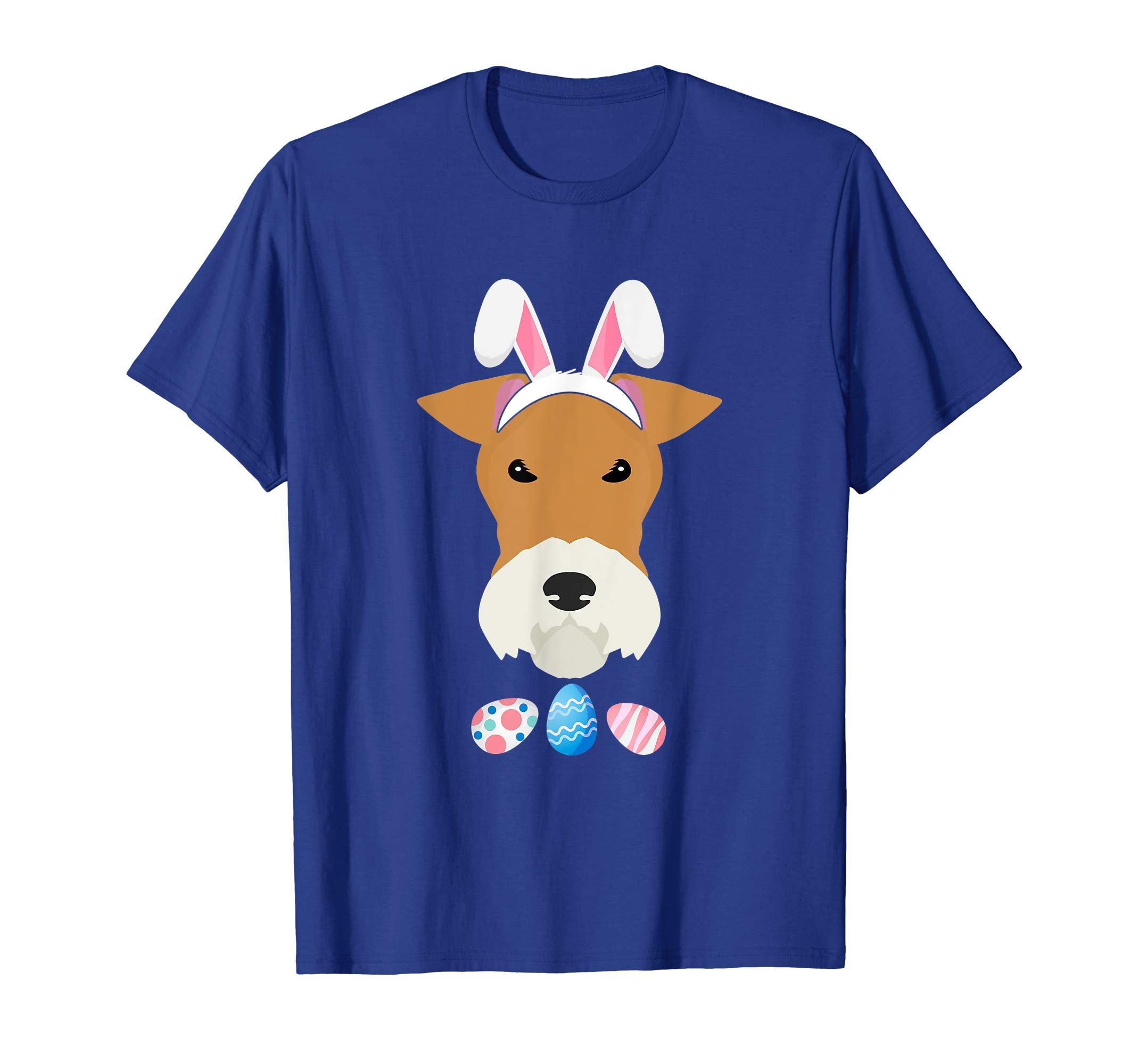Funny Easter Fox Terier With Bunny Ears And Eggs T Shirt