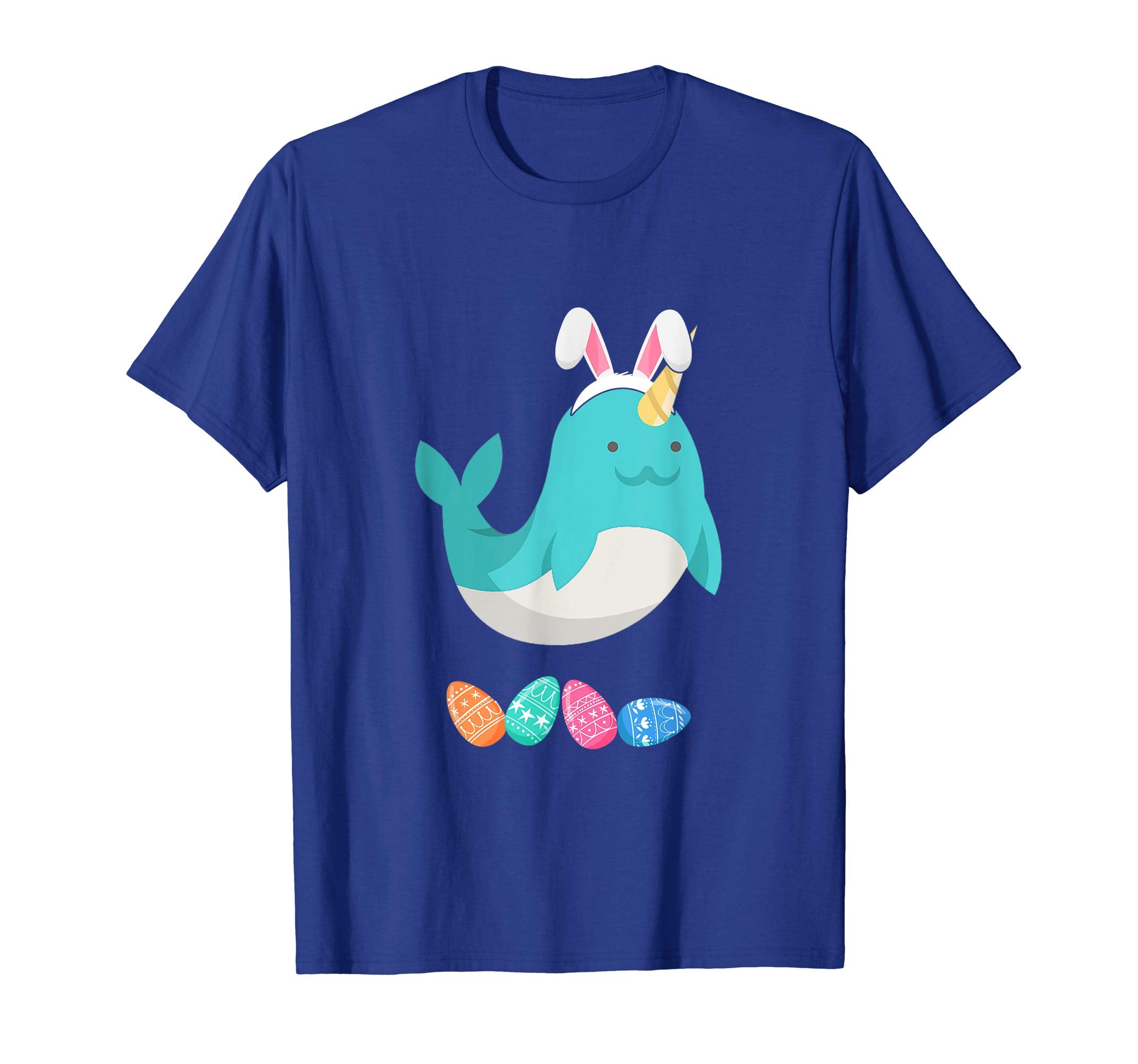 Funny Easter Narwhal With Bunny Ears And Eggs T Shirt