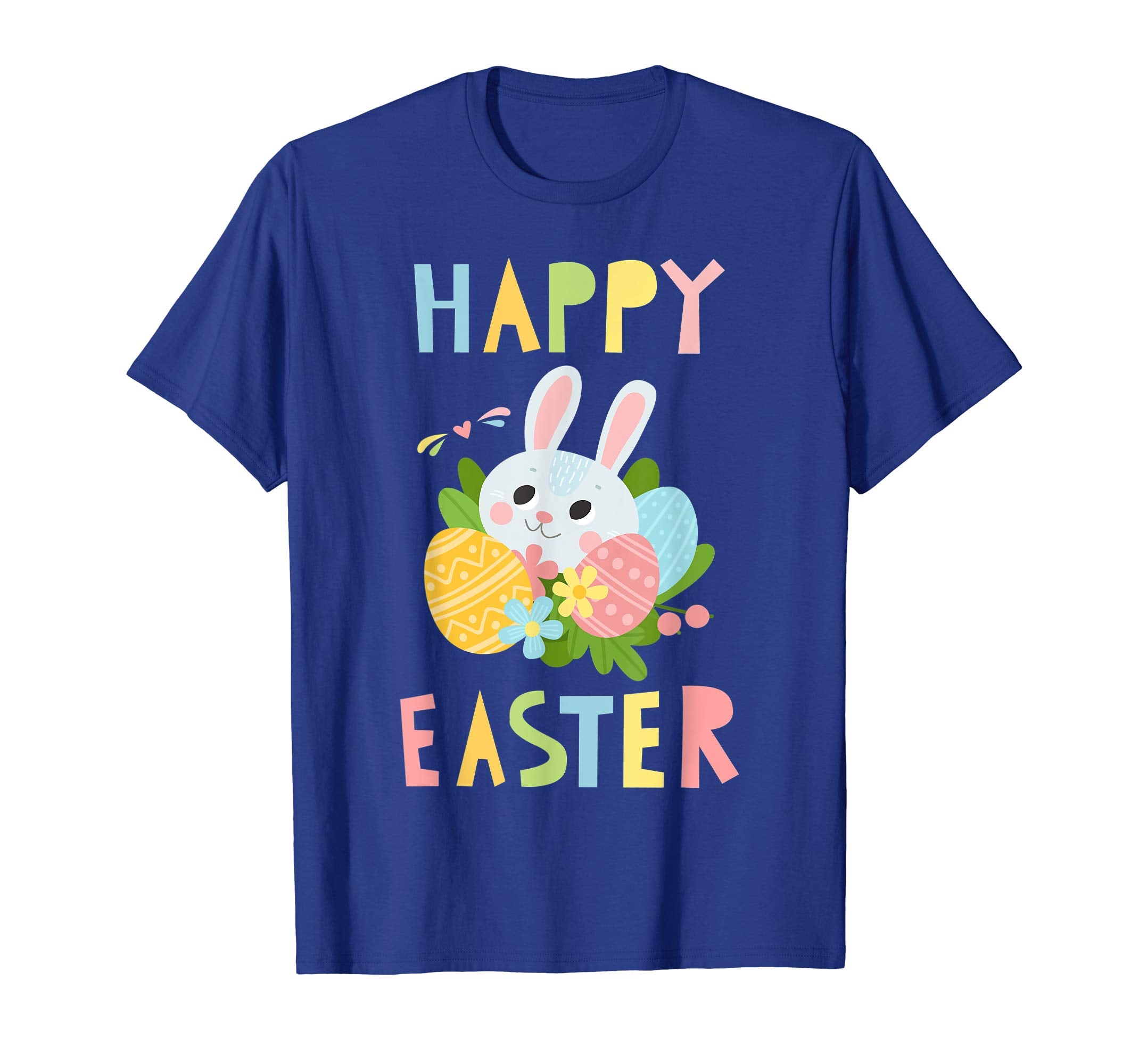 Happy Easter Shirts Women Colorful Eggs Cute Bunny Tee