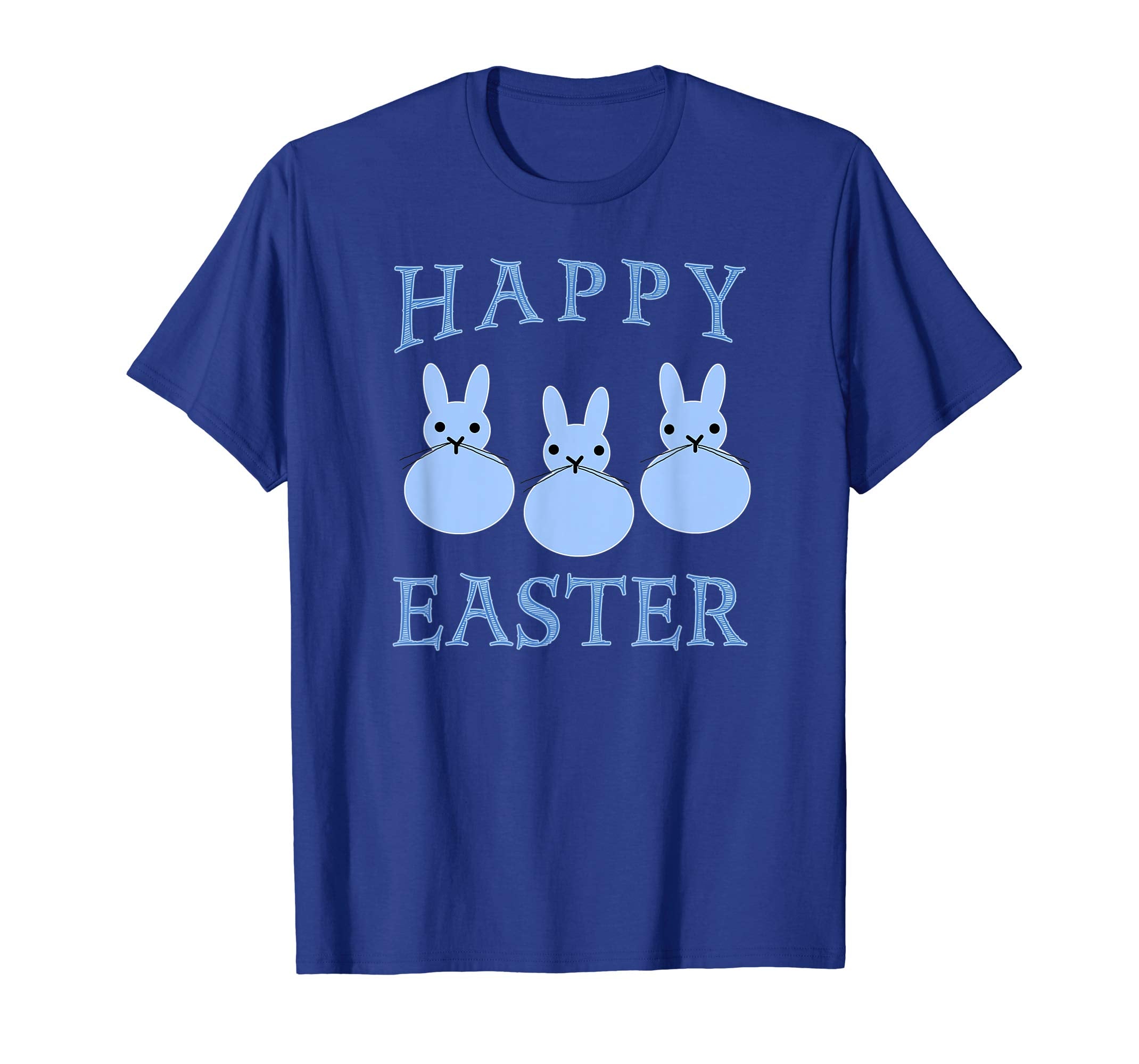 HAPPY EASTER T-shirt THREE BUNNIES BLUE