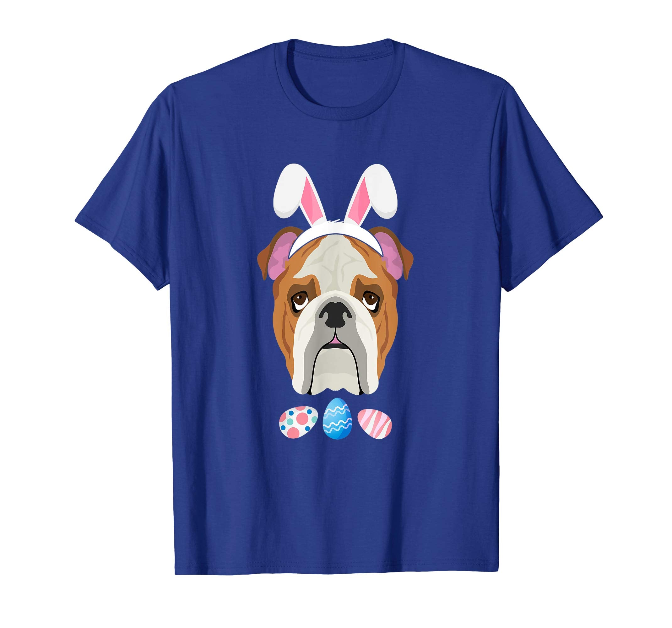 Funny Easter Bulldog With Bunny Ears And Eggs T Shirt
