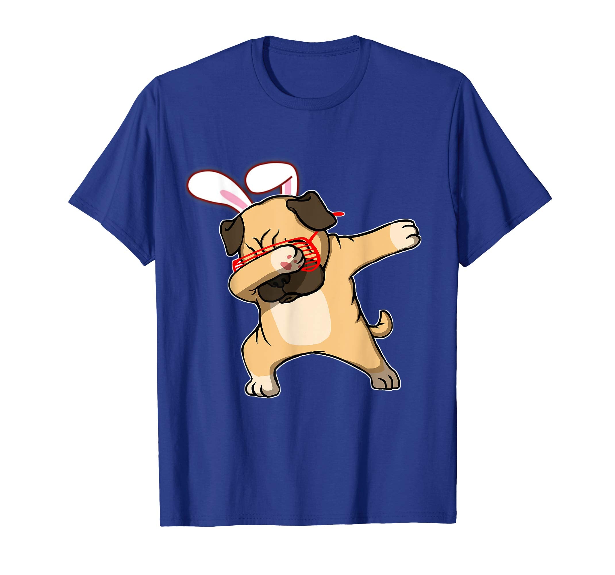 Easter Bunny Dabbing Pug Dog Tshirt Rabbit Ears Animal Gift