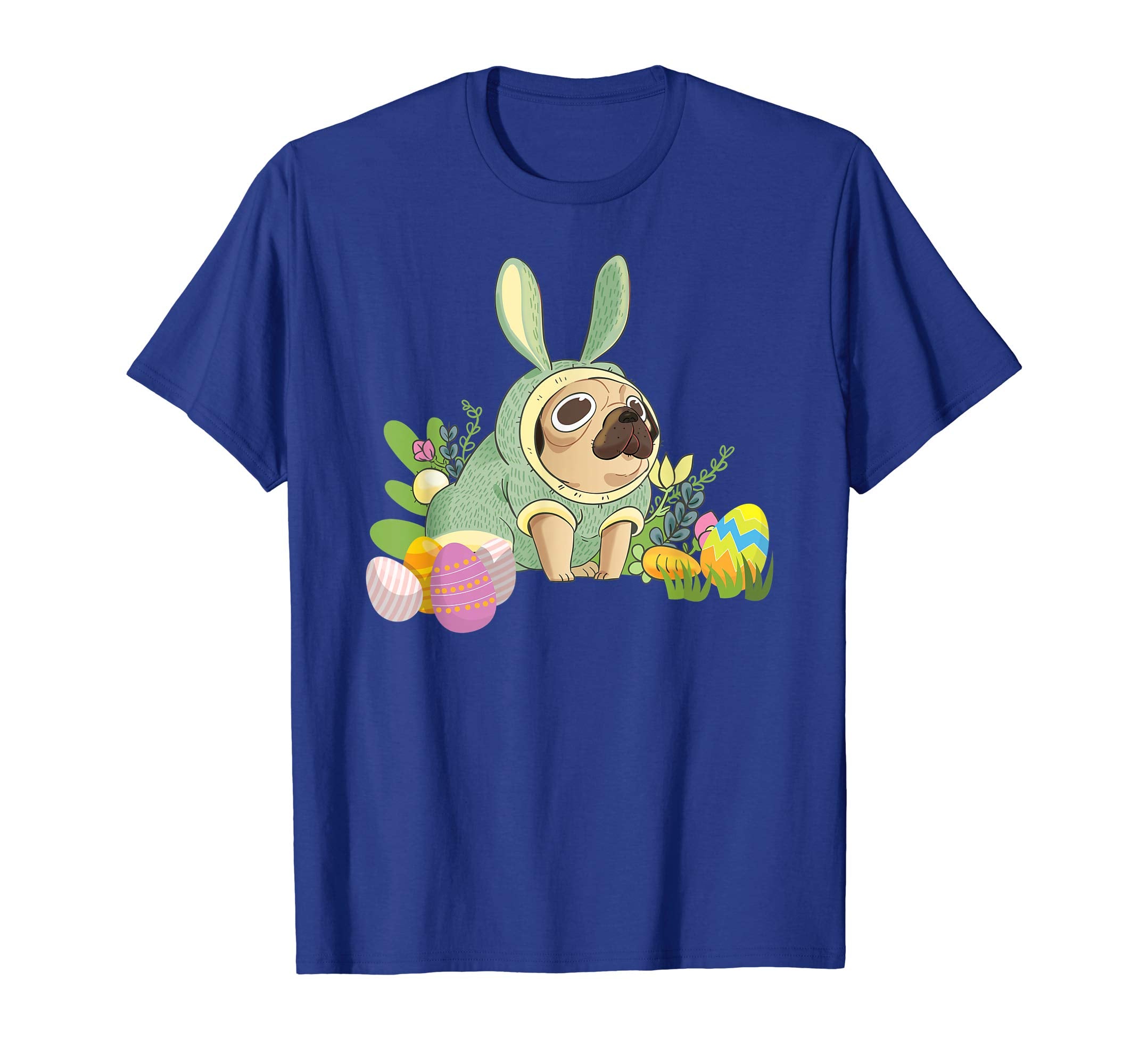 Bunny Pug Dog Easter Day Dog Lovers T-Shirt Egg Hunting