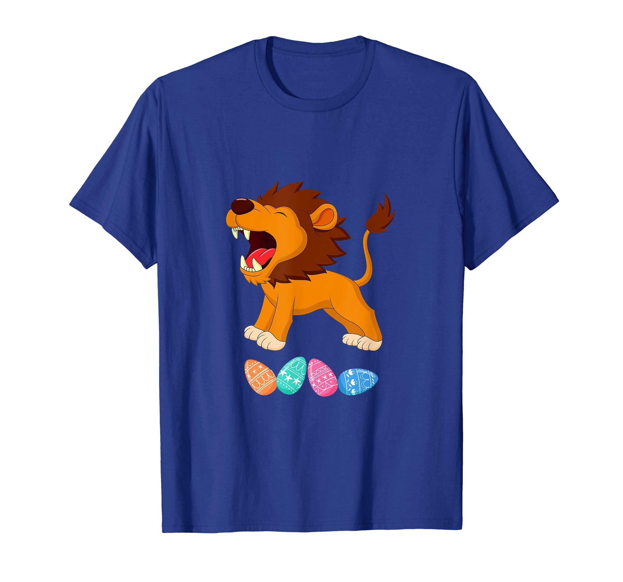 Funny Easter Lion With Bunny Ears And Eggs T Shirt