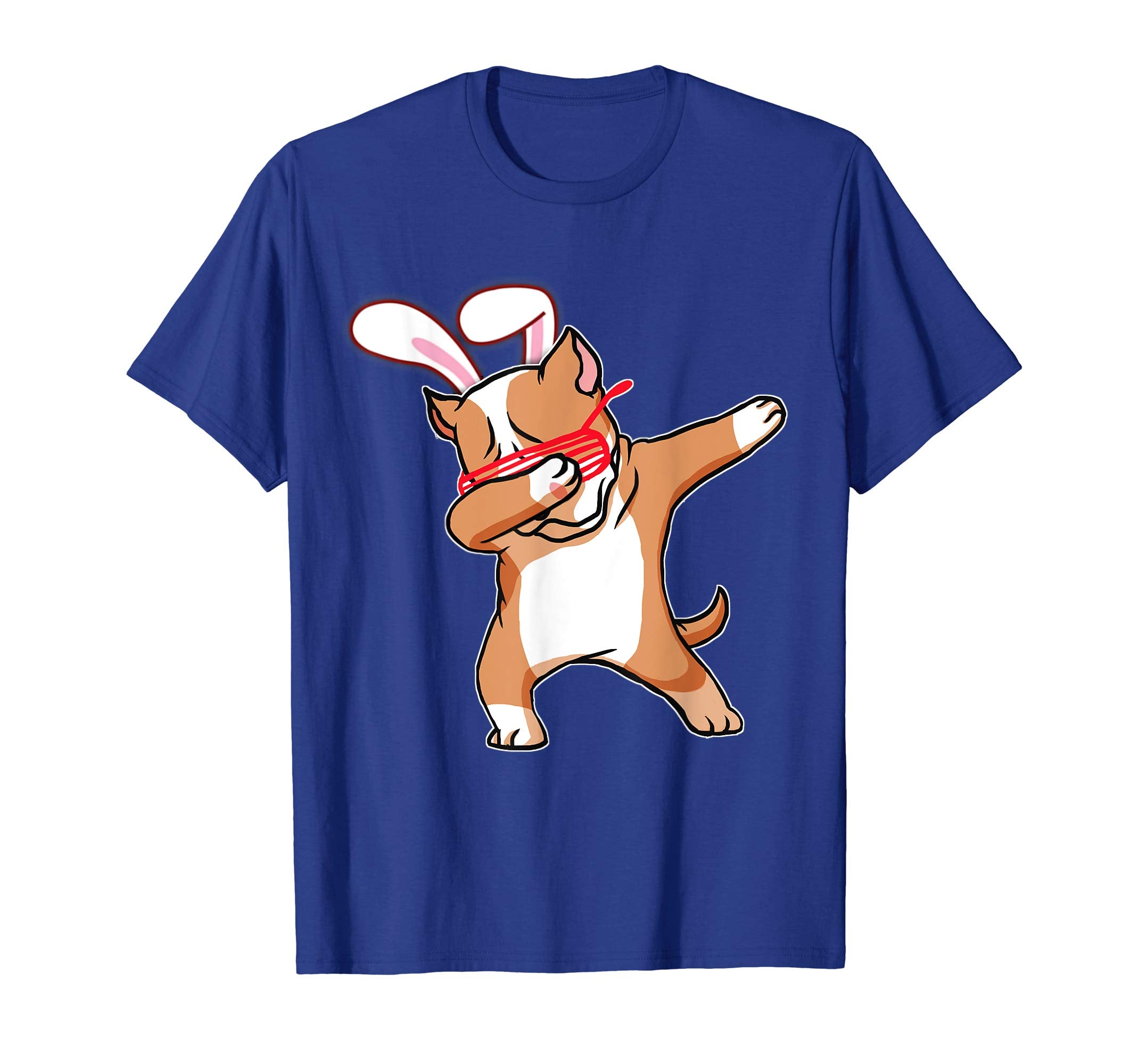 Easter Bunny Dabbing Pitbull Dog Tshirt Rabbit Ears Gift