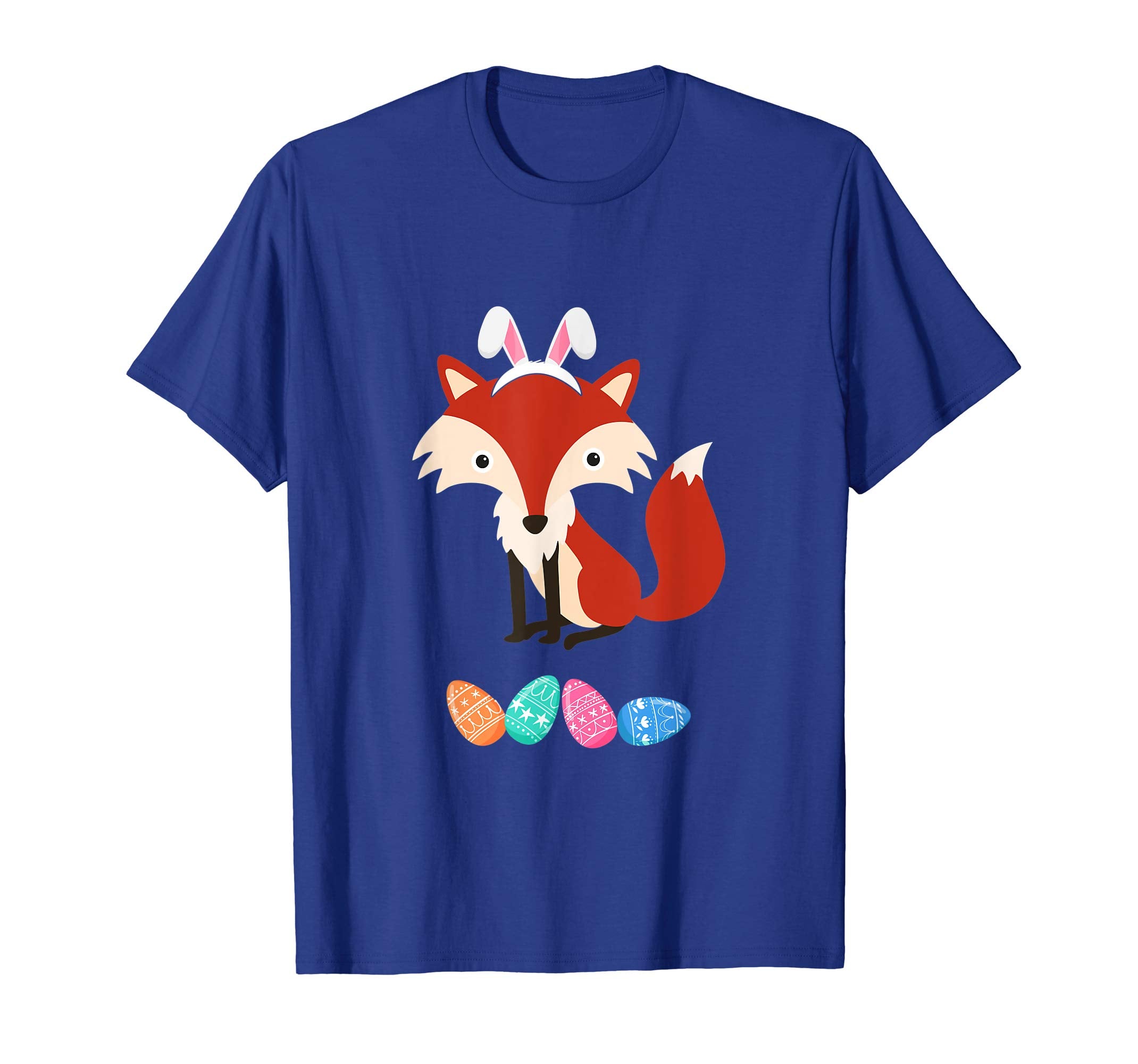Funny Easter Fox With Bunny Ears And Eggs T Shirt