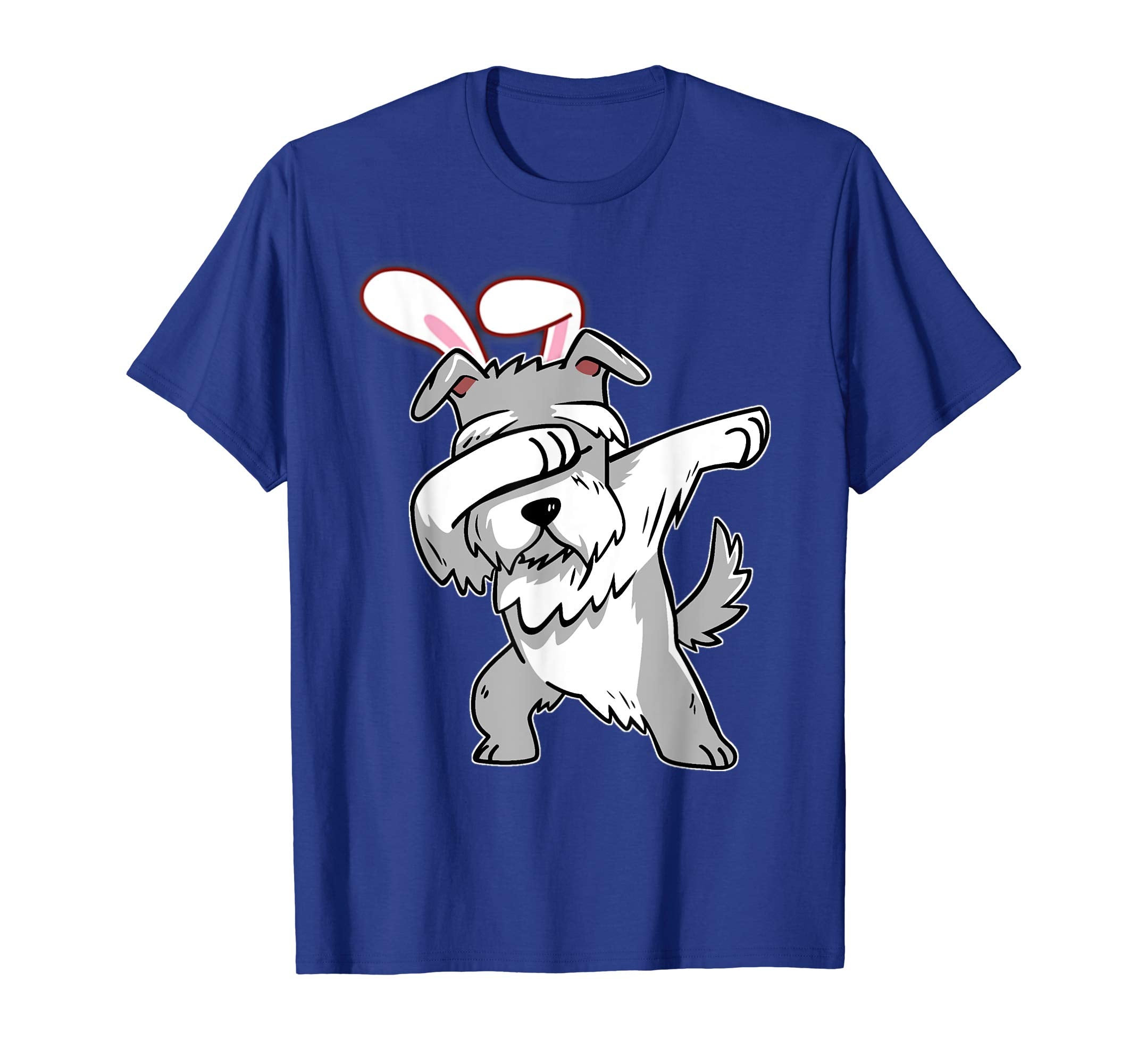 Easter Bunny Dabbing Schnauzer Dog Tshirt Rabbit Ears Gift