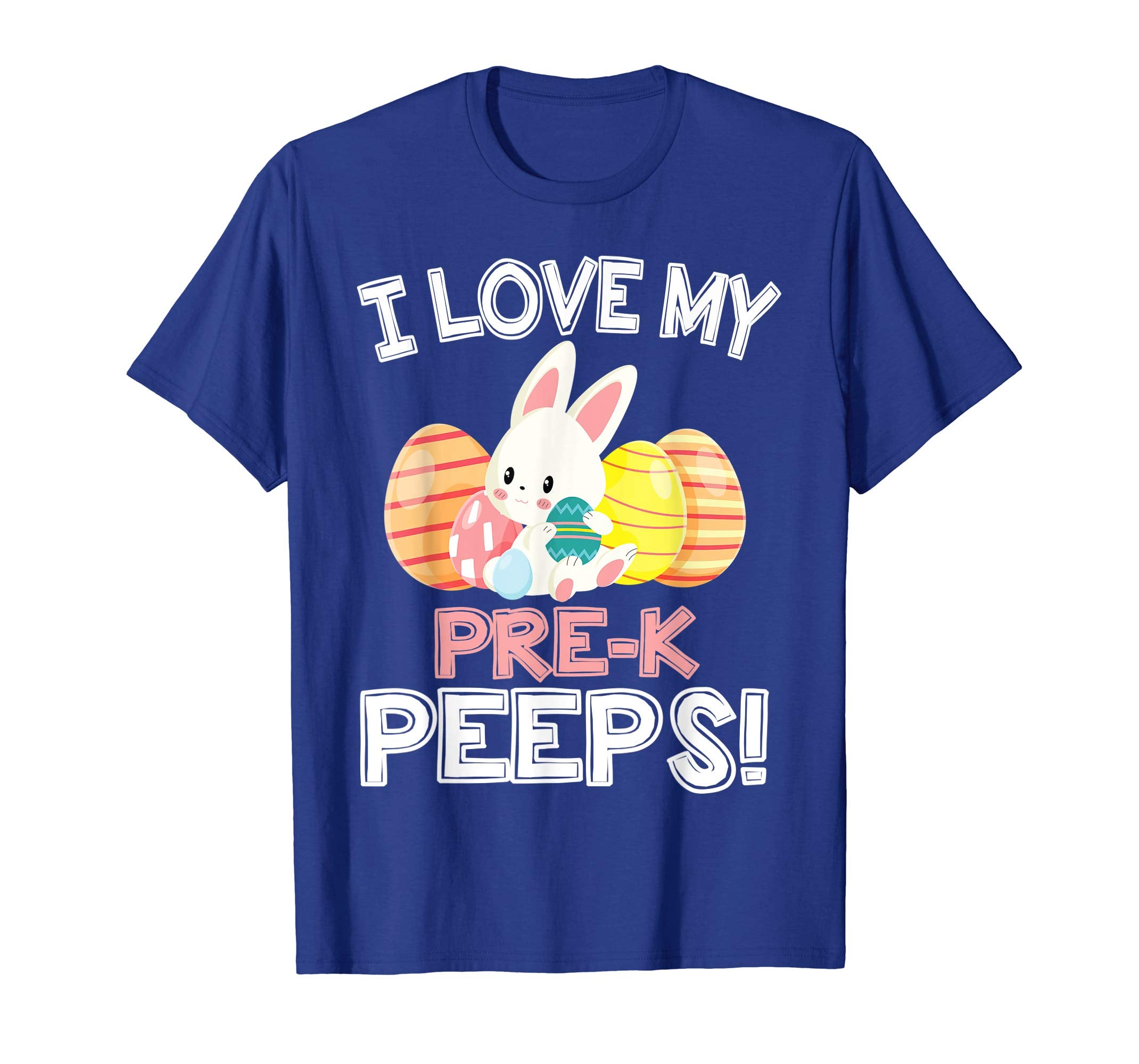 Rabbit &amp; Easter Eggs I Love My Pre-k Peeps Teacher Shirt