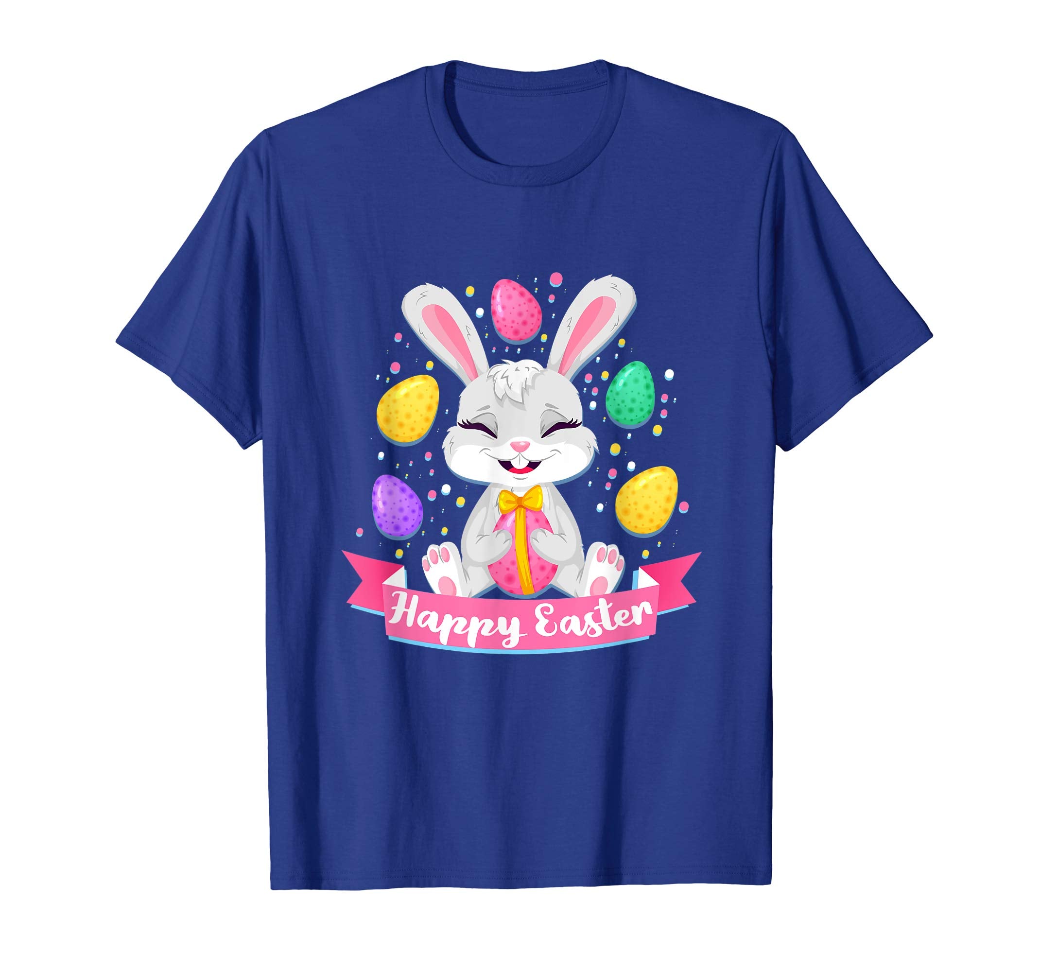 Happy Easter Bunny Tee Shirt With Easter Eggs Tee
