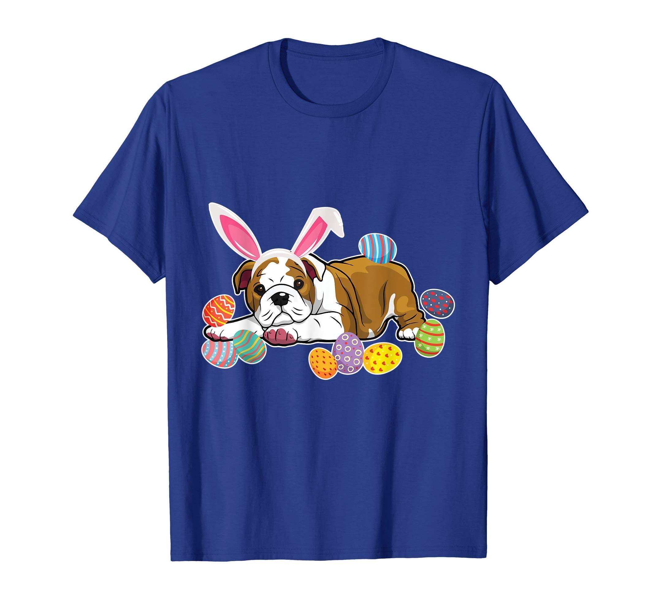 Bull Dog With Bunny Rabbit Hat Easter Eggs Happy Day Shirt