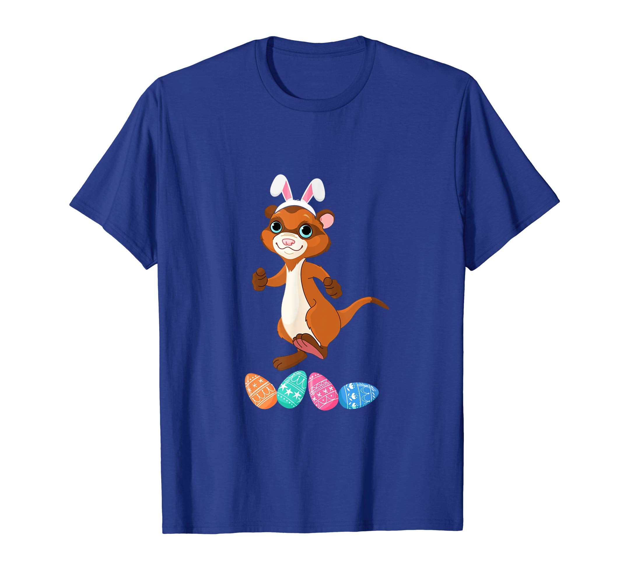 Funny Easter Ferret With Bunny Ears And Eggs T Shirt