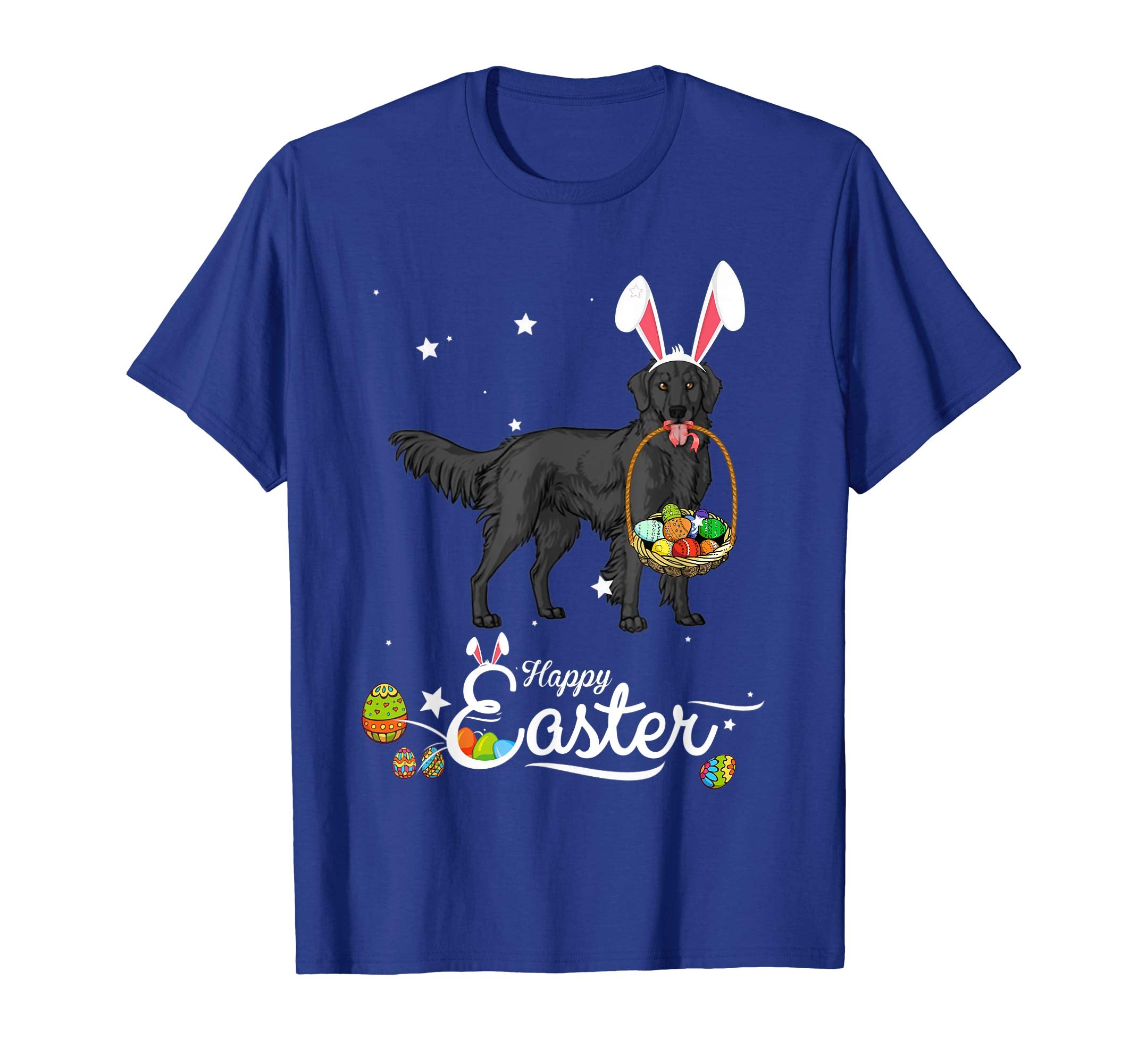 Flat Coated Dog With Bunny Hat Easter Costume T Shirt