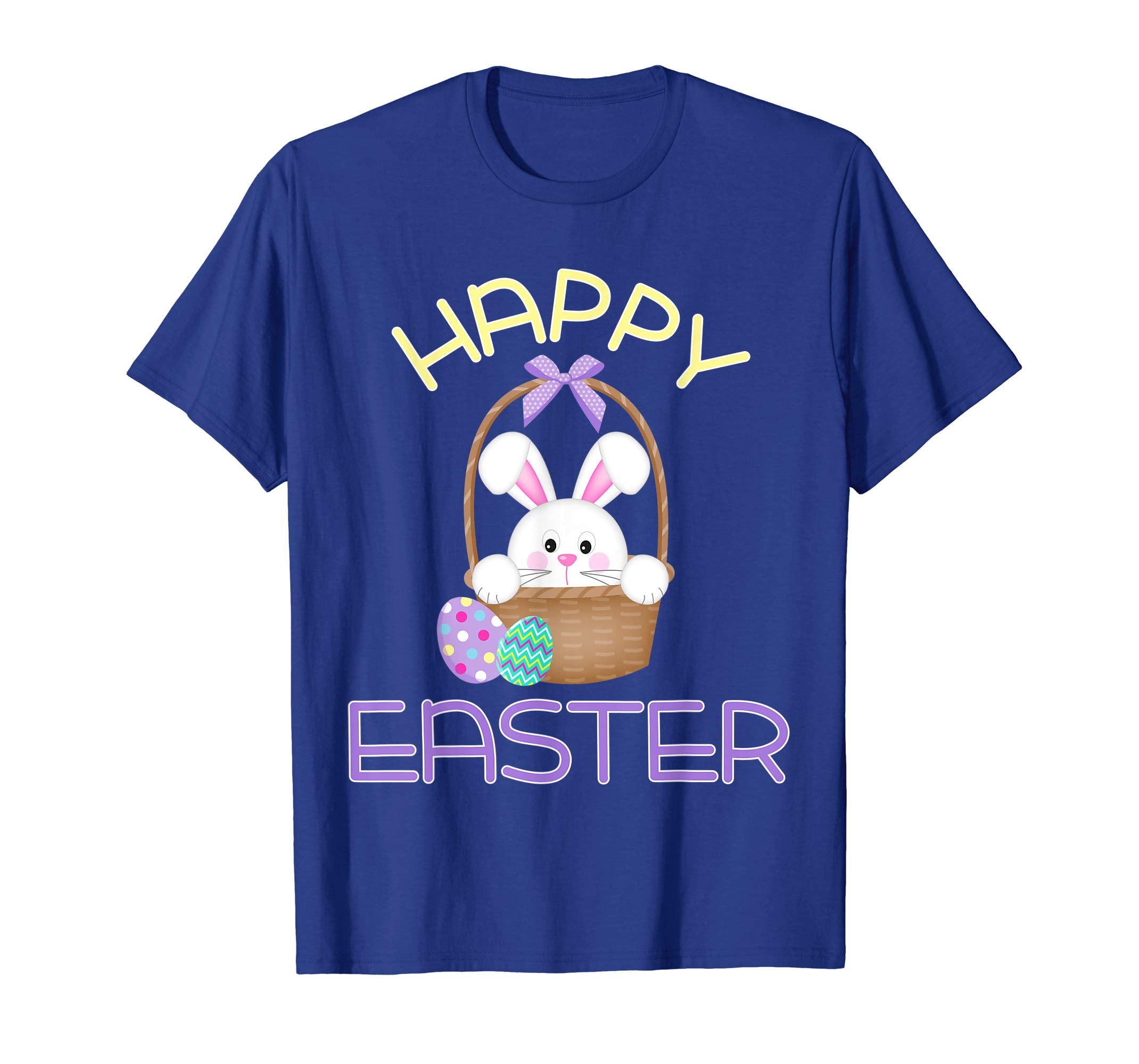 Happy Easter Shirt Bunny in Basket &amp; Eggs Easter Gift
