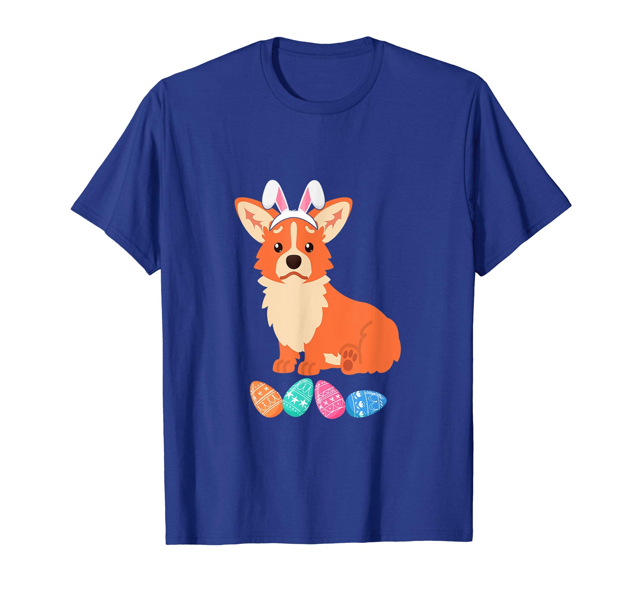 Funny Easter Corgi With Bunny Ears And Eggs T Shirt