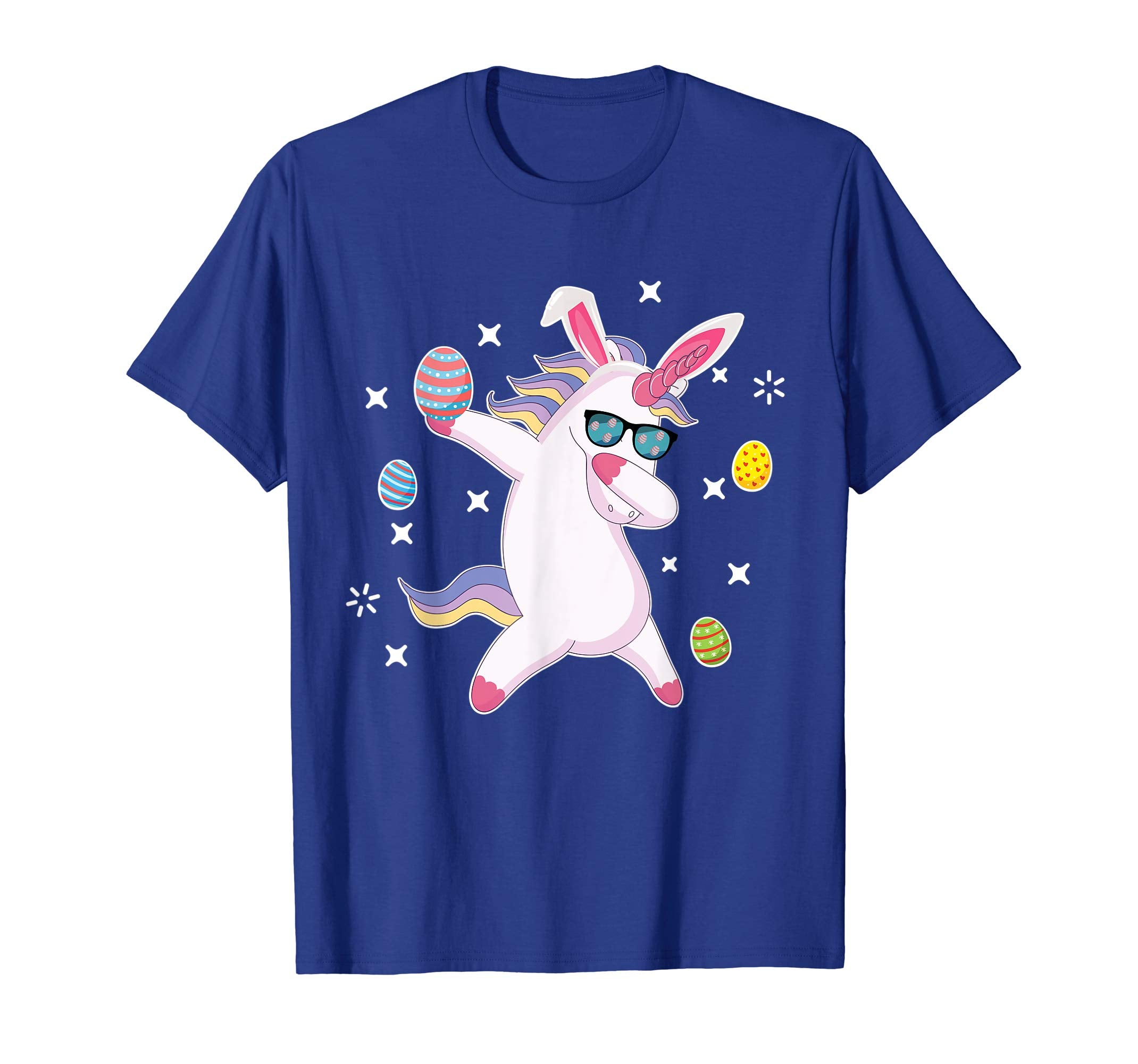 Unicorn Bunny Dabbing Around Easter Eggs Stars Happy Shirt