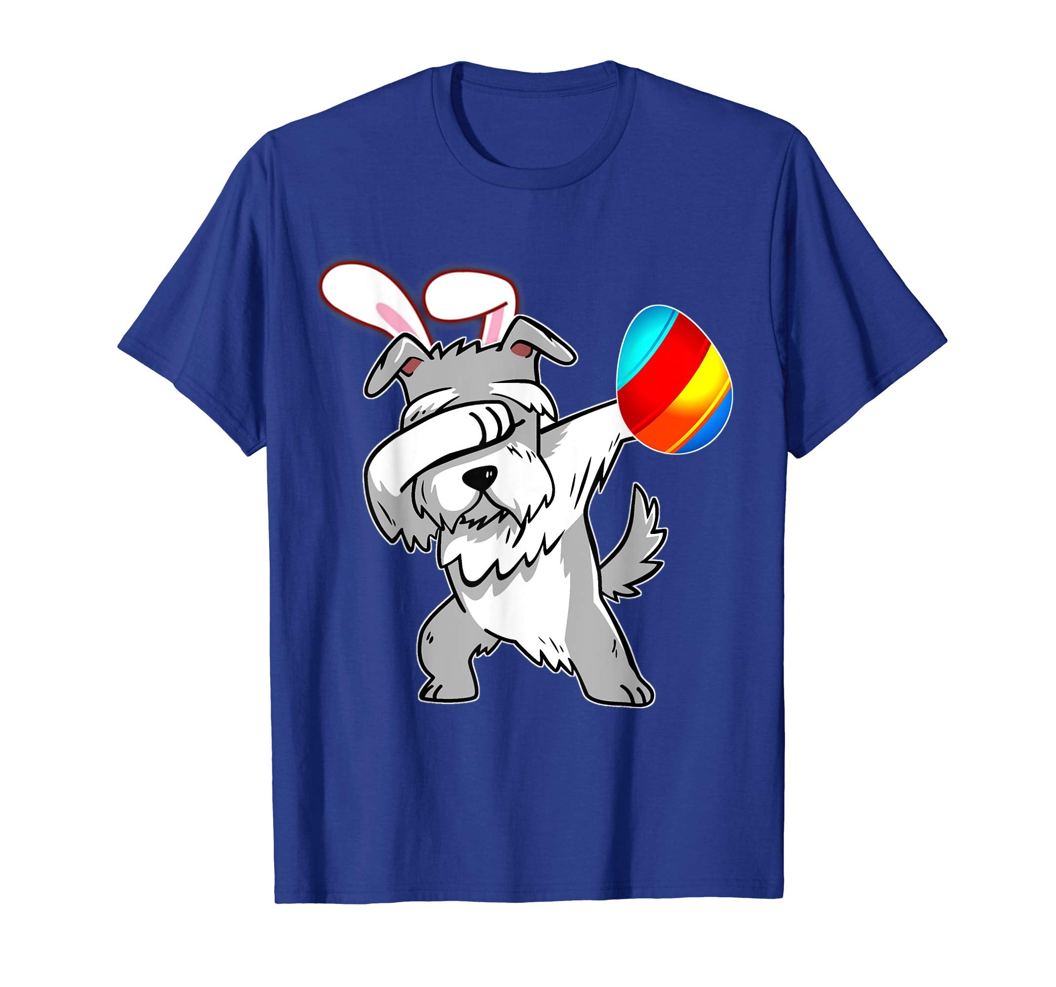 Easter Bunny Dabbing Schnauzer Dog Tshirt Egg Ears Gift