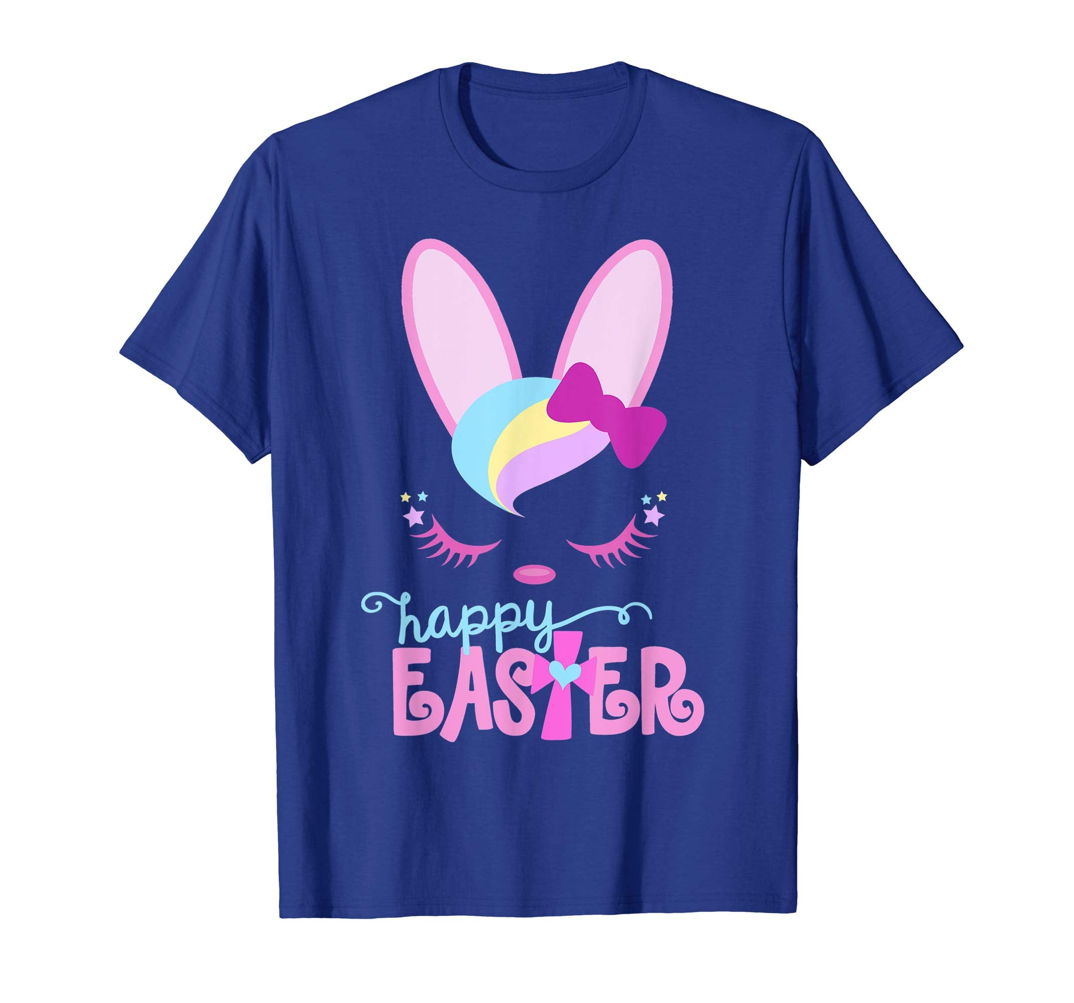HAPPY EASTER Bunny Sleeping Face Christian Shirt Girls Women