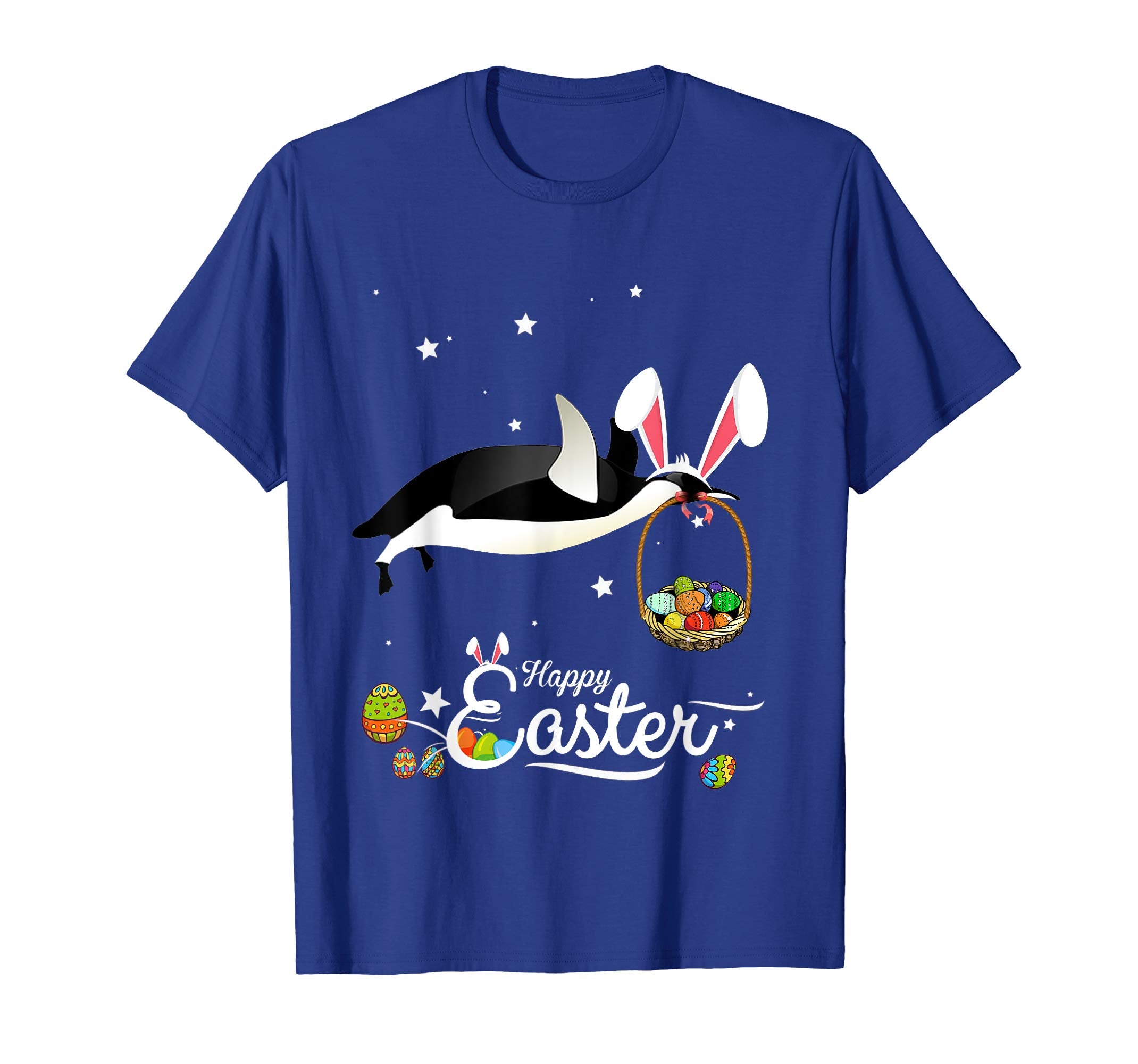 Cute Easter Penguin with Bunny Ears and Eggs T Shirt