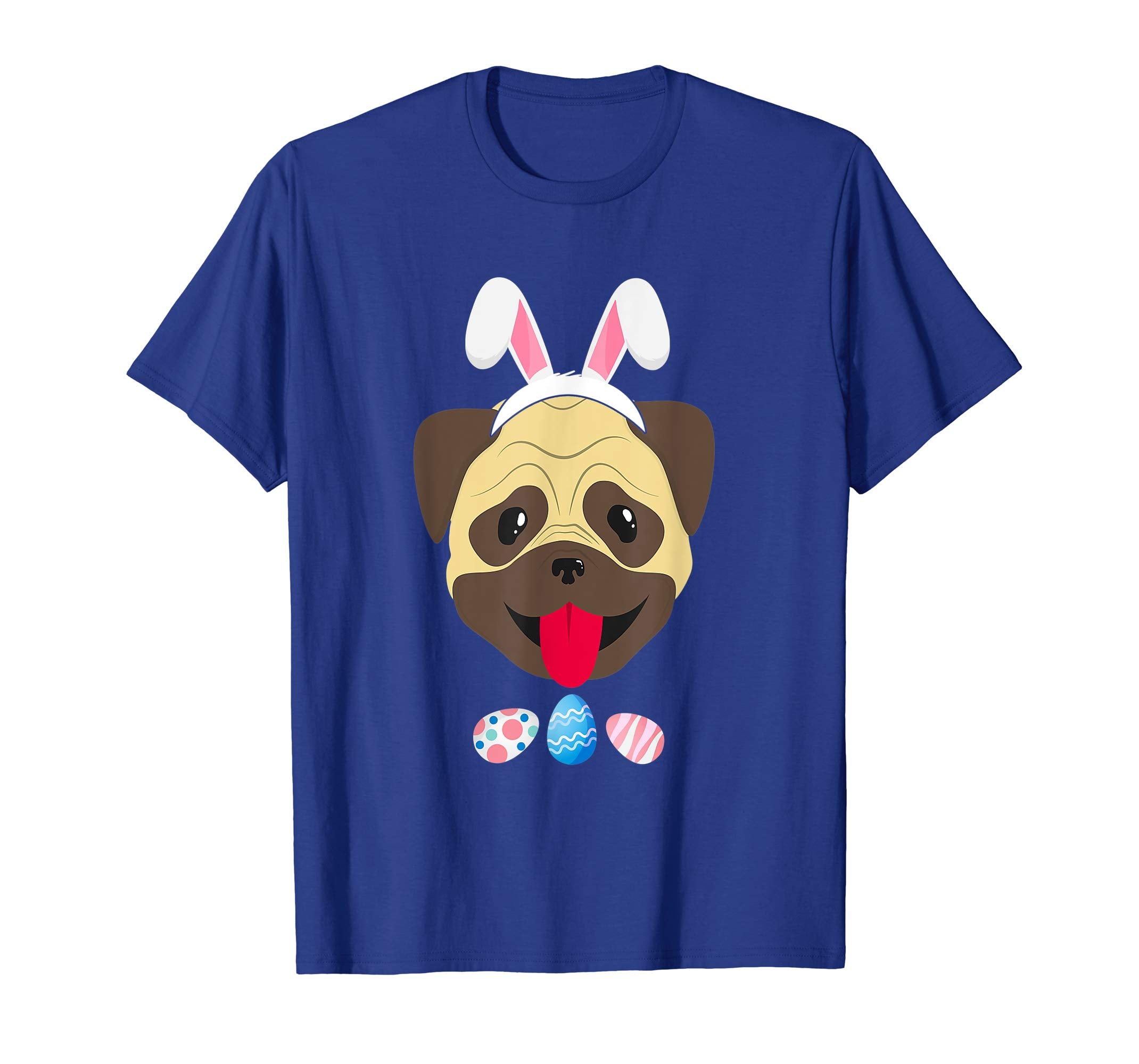 Funny Easter Pug With Bunny Ears And Eggs T Shirt