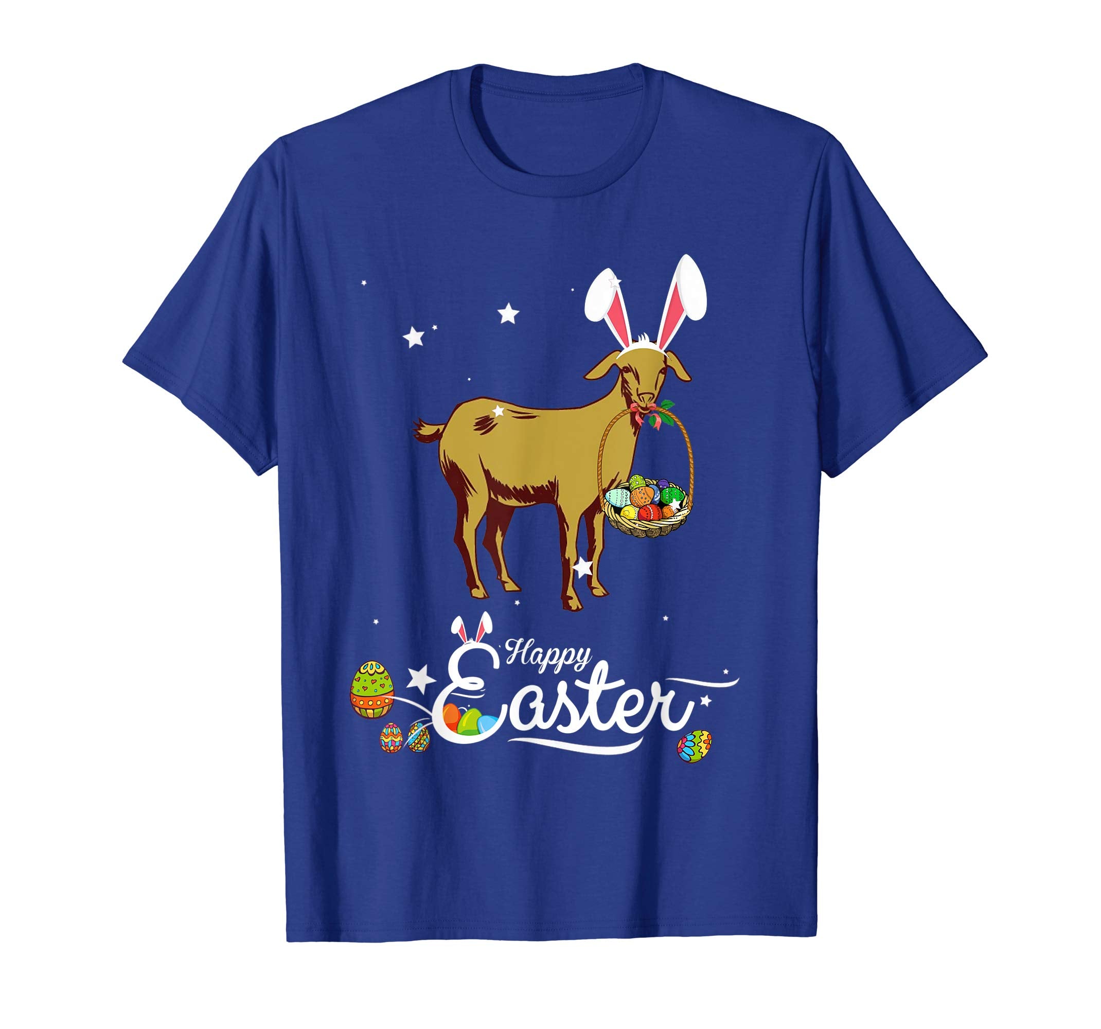 Cute Easter Goat with Bunny Ears and Eggs T Shirt