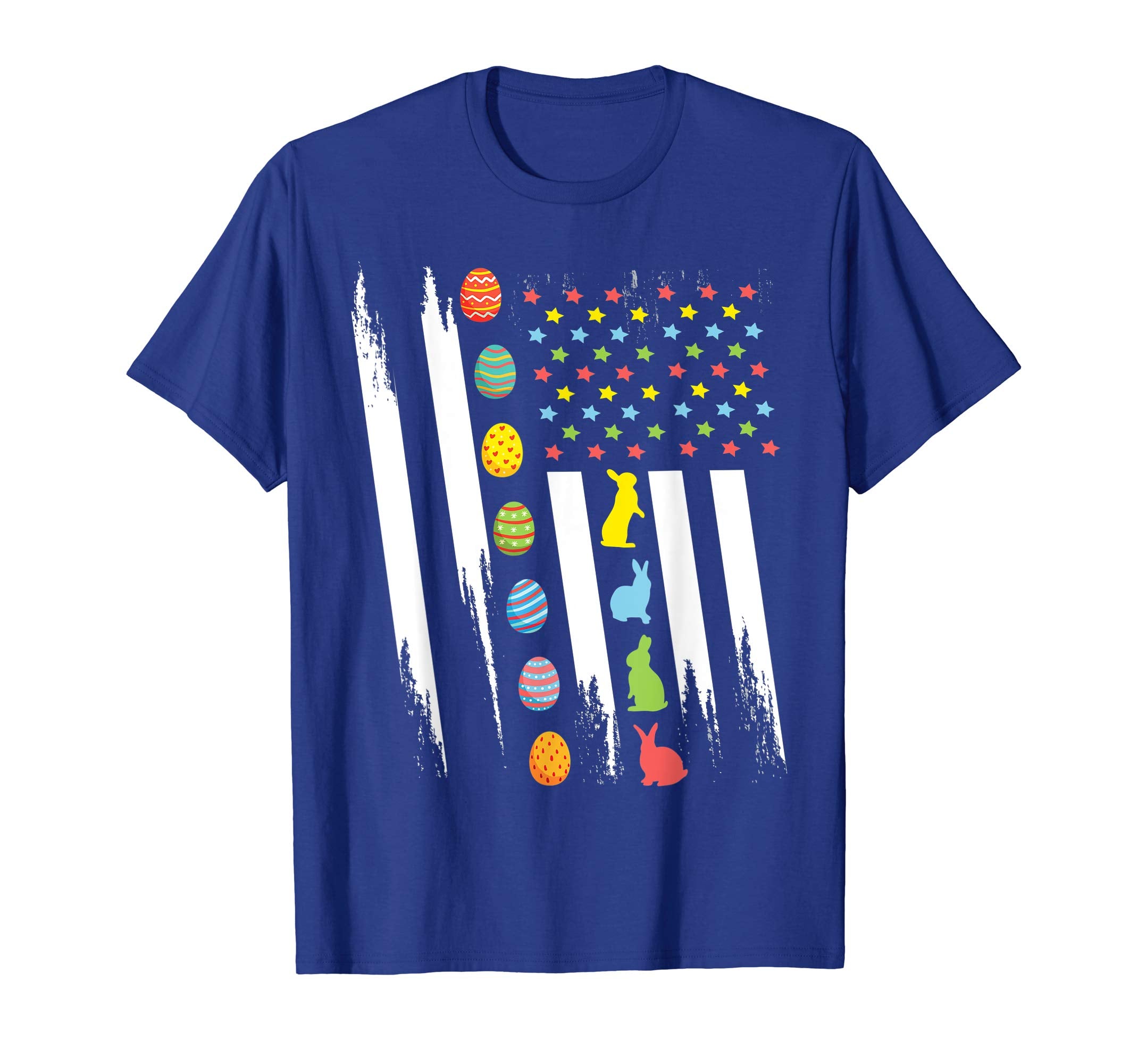 Bunnies &amp; Easter Eggs In US Flag Vintage Retro Easter Shirt