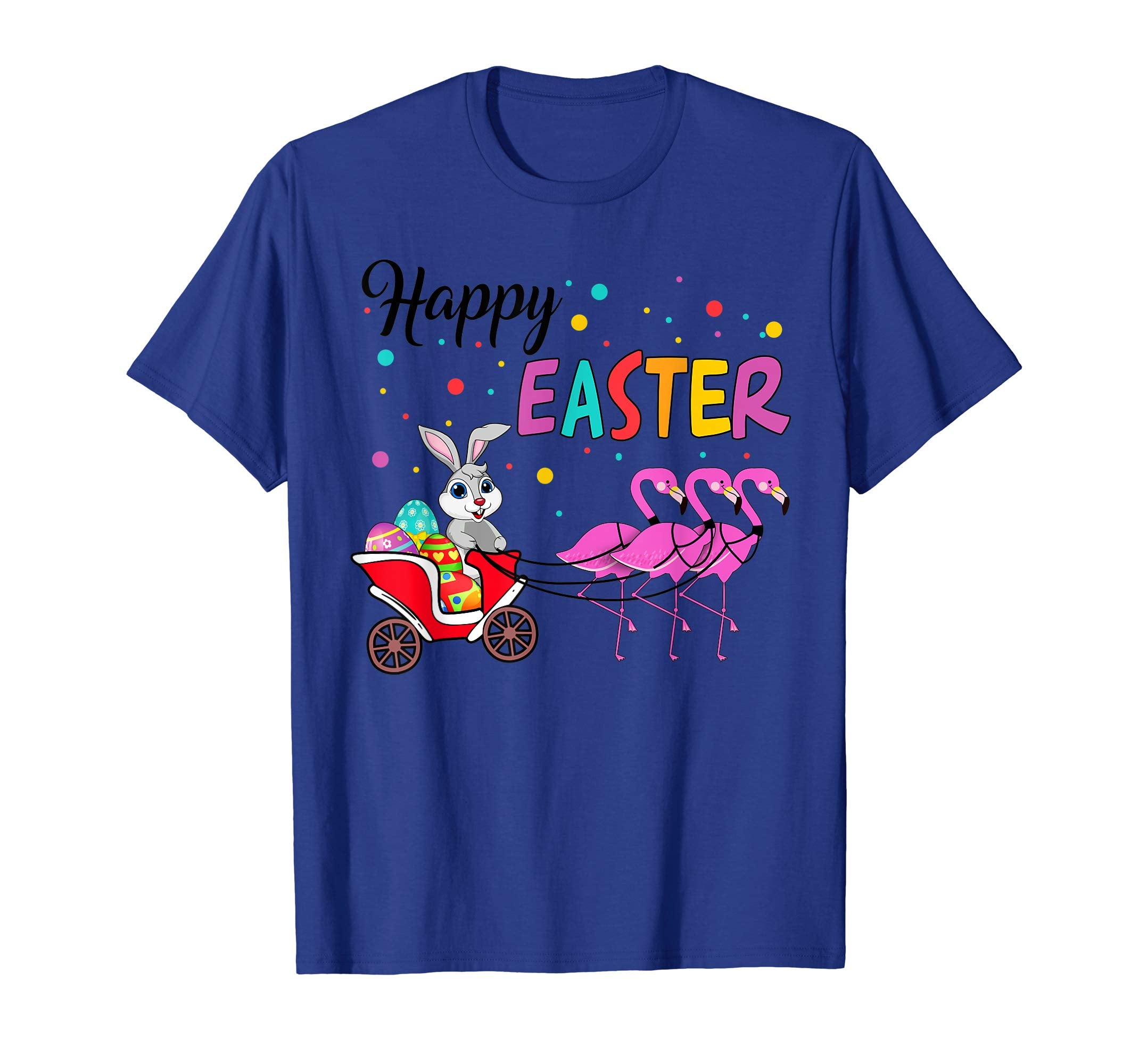 Funny Bunny With Flamingo Happy Easter T-shirt