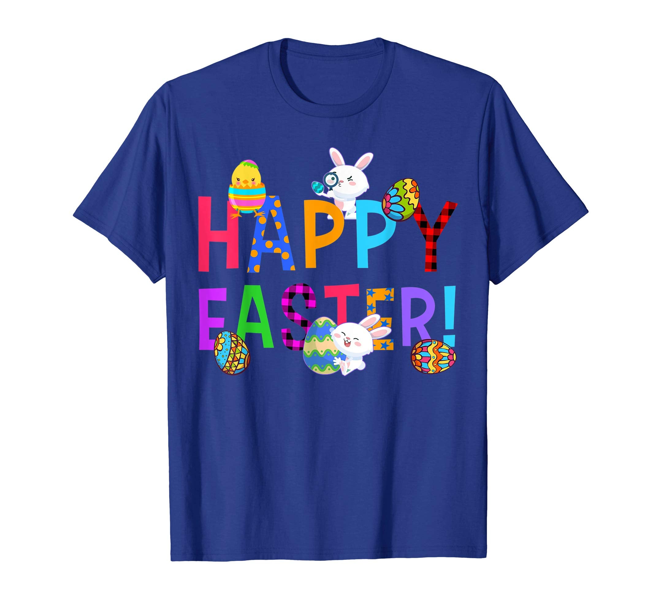 Cute Bunny with Eggs Happy Easter T shirt for Men Women Kids