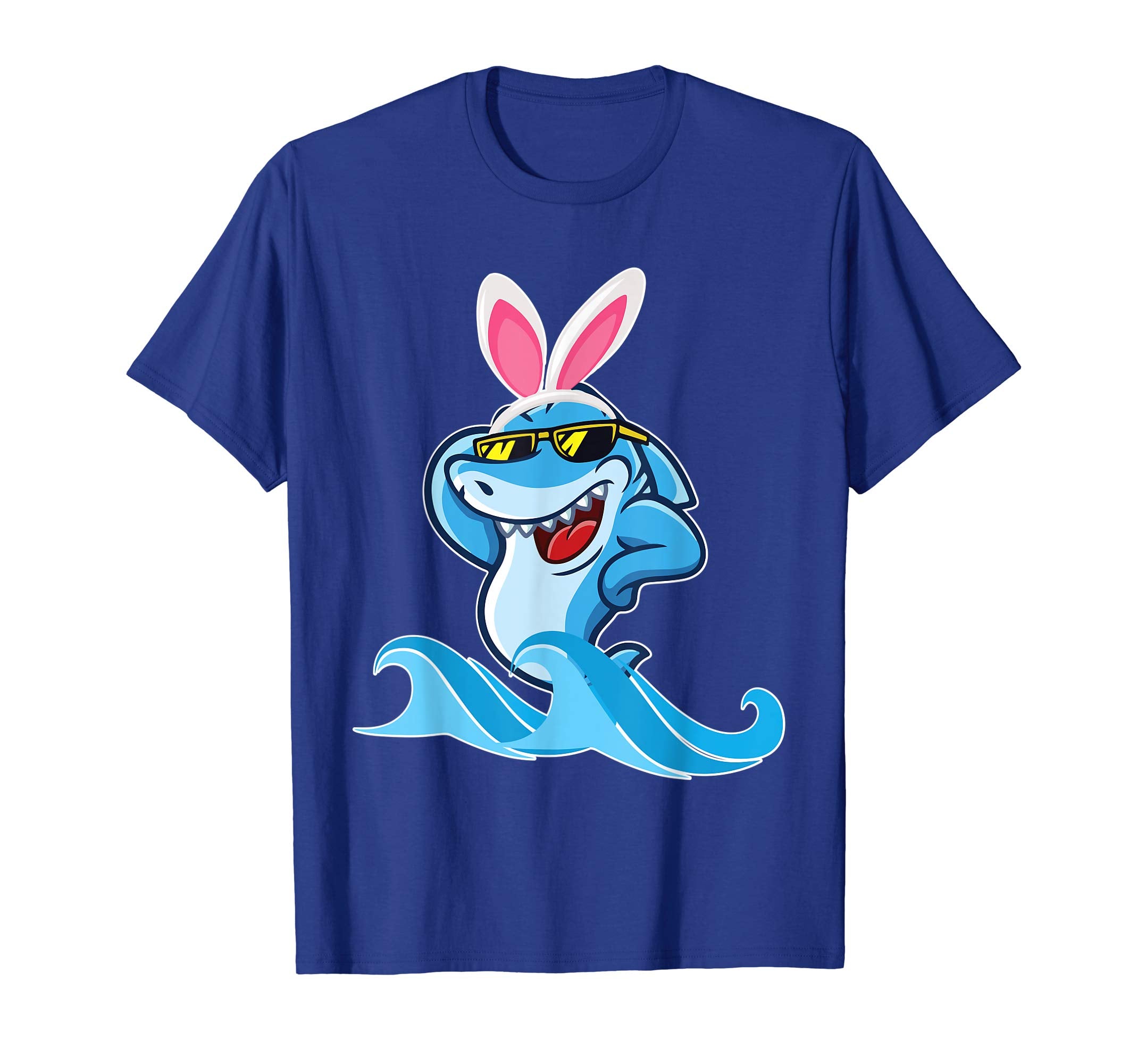 Shark With Bunny Rabbit Hat Swimming Happy Easter Day Shirt